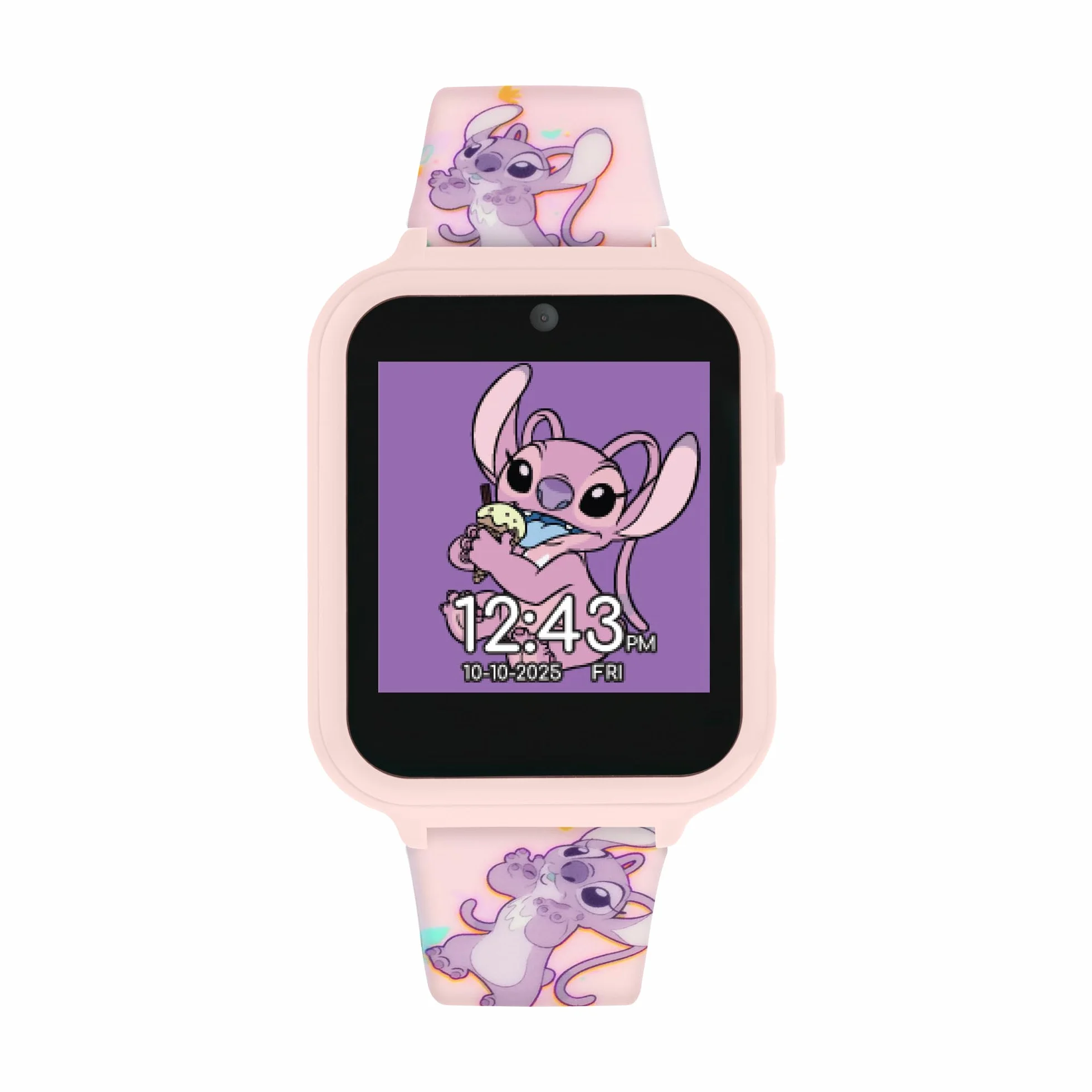 Disney Kids Lilo & Stitch Anioł różowy cyfrowy interaktywny inteligentny zegarek z silikonowym paskiem LAS4088, różowy, Nowoczesny