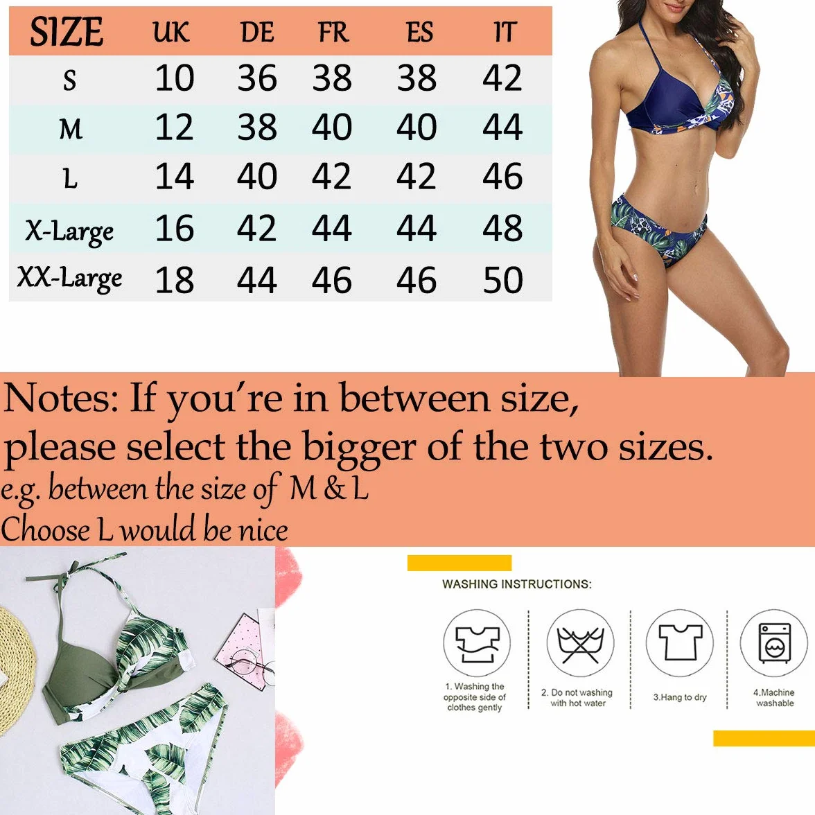 CheChury Damski 2-częściowy strój kąpielowy Sexy Tie-Dyed Zestawy Bikini Push Up Wyściełane wyszczuplające Trójkąt Pończochy Swimwear