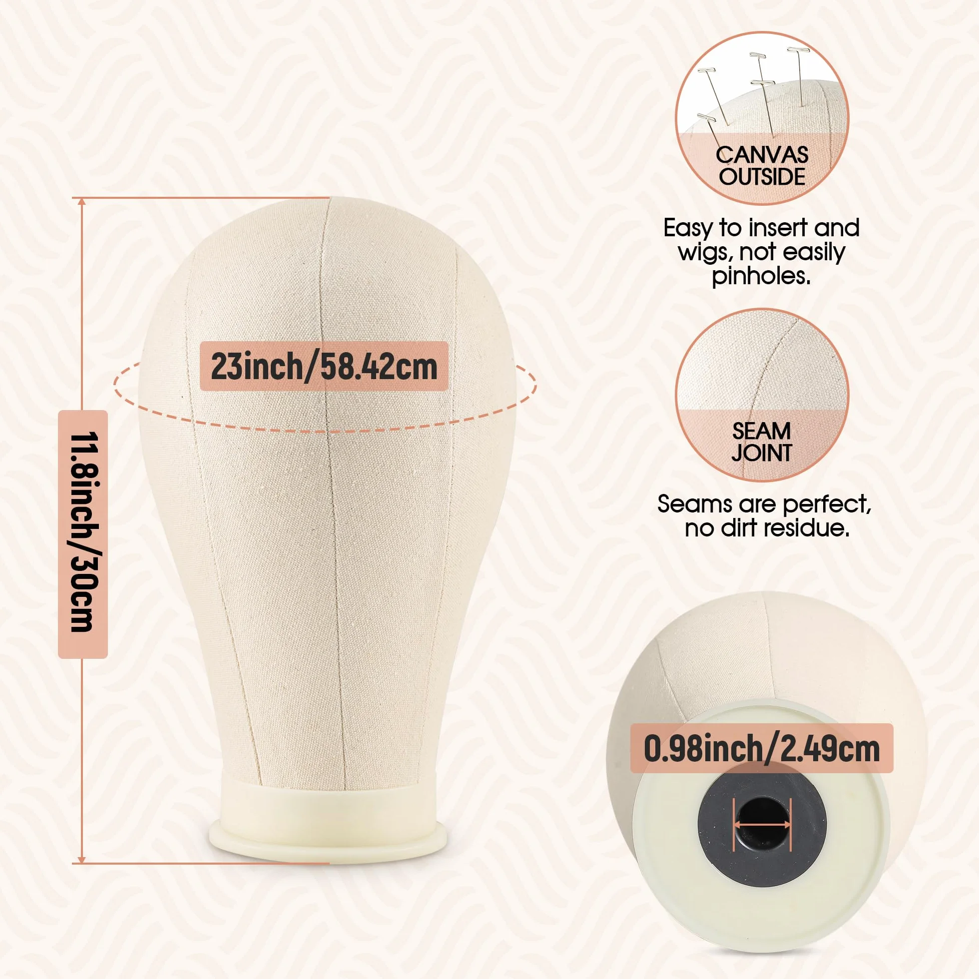 Statyw pod perukę 58 cm z głową peruki i zestawem stojaka, klipsy, szpilki T, igły C, torba