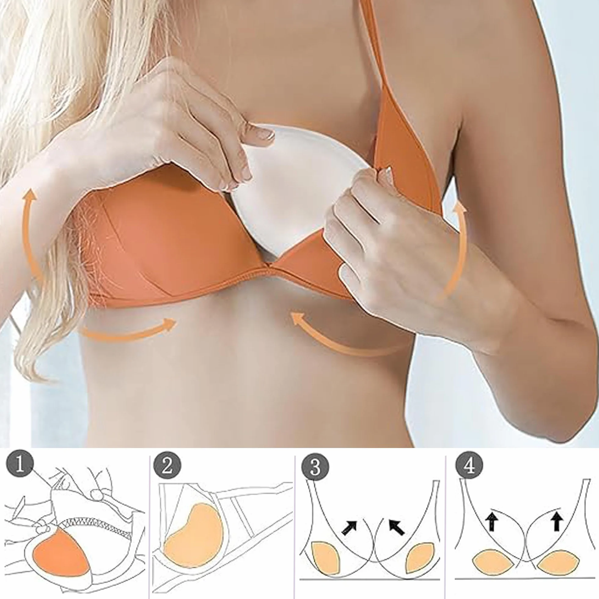 Silikonowe wkładki do biustonosza 1 para przezroczyste wkładki do biustonosza push up wodoodporne silikonowe wkładki do biustonosza zdejmowane wkładki bikini do kostiumu kąpielowego/kostiumu