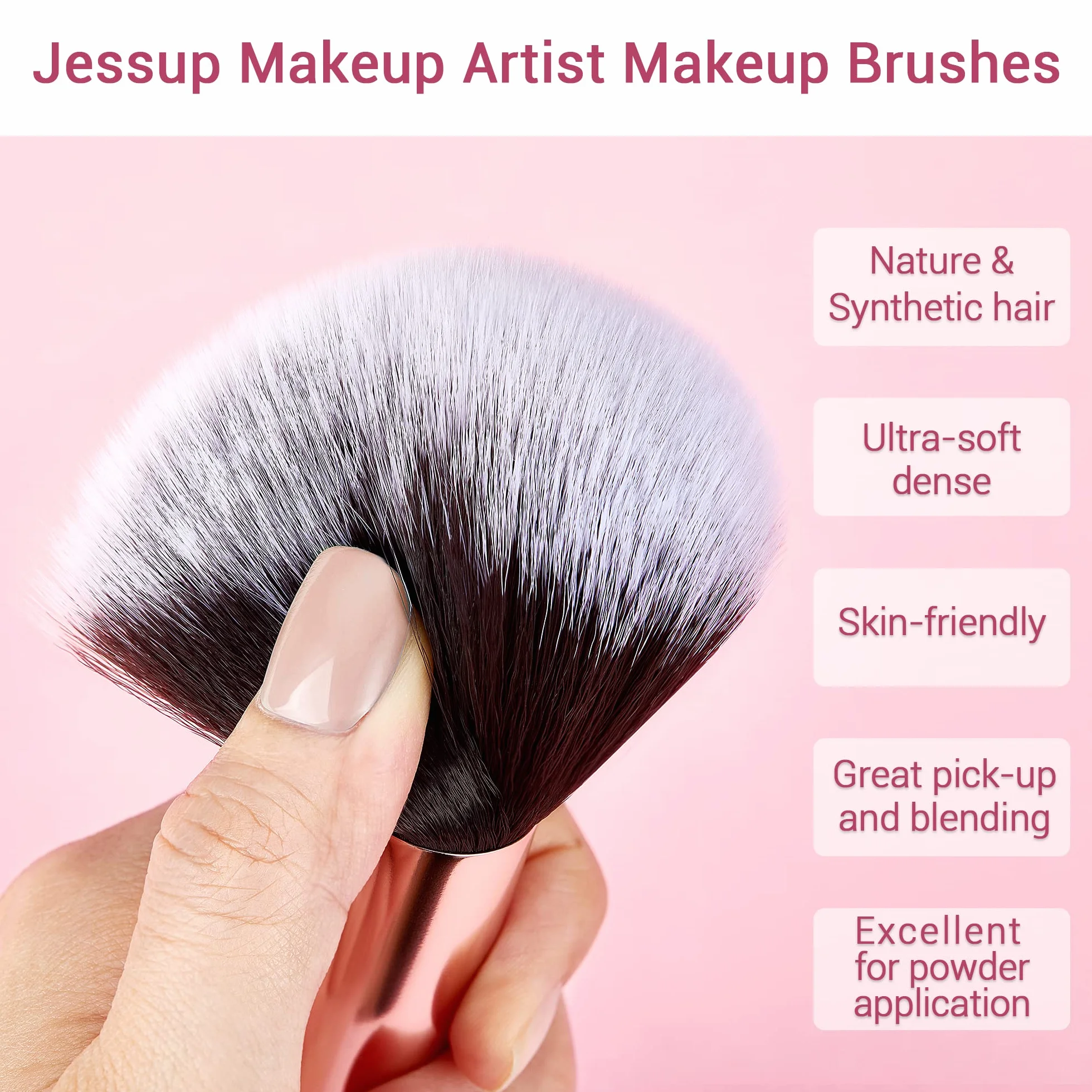Jessup pędzle do makijażu 25 sztuk Zestaw Profesjonalny zestaw Beauty Cosmetic Foundation Powder Rumieniec Pomadka Naturalne syntetyczne szczotki do włosów czarny/różowe złoto T155