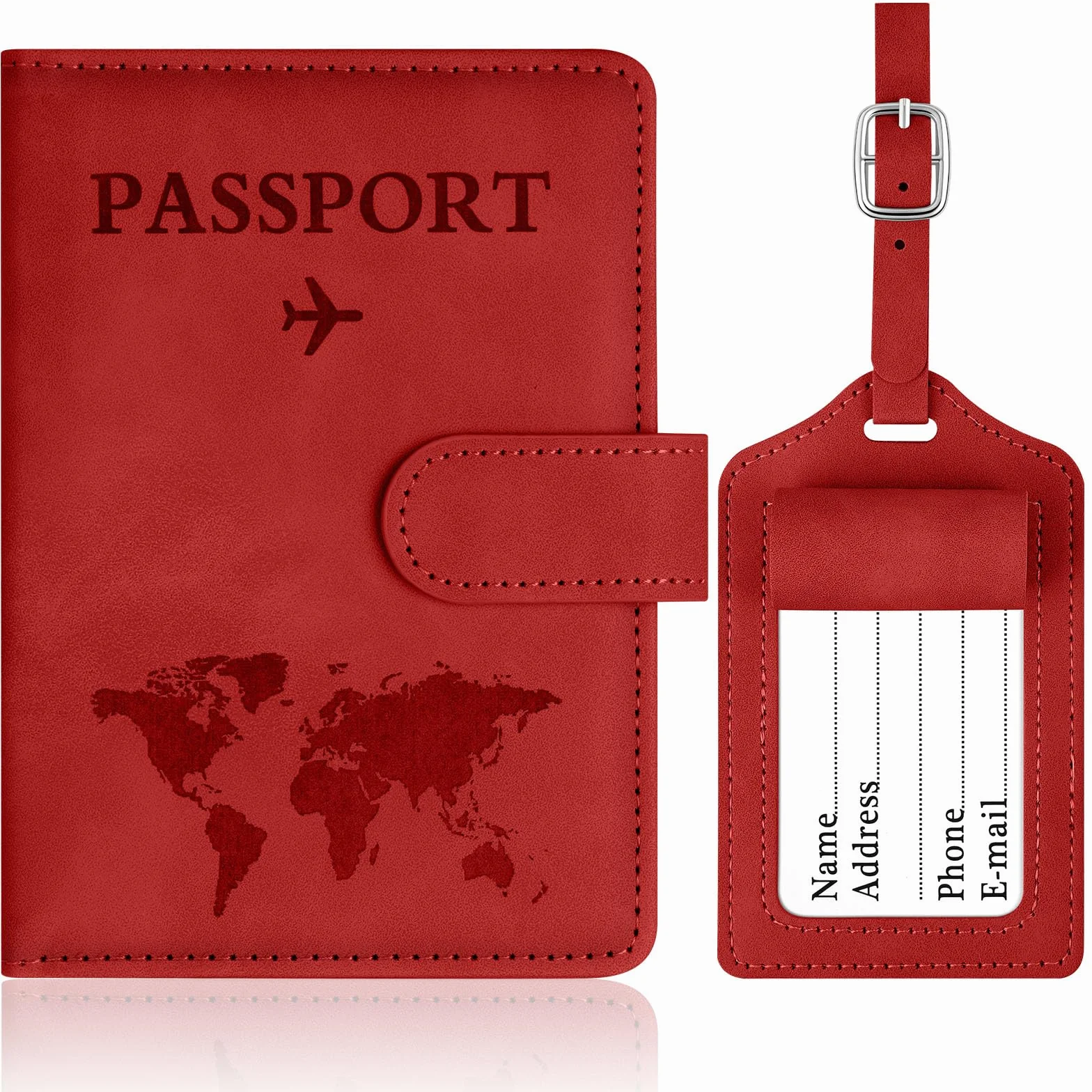 OFFCUP Etui na paszport, etui na paszport z blokadą RFID, etui na paszport ze skóry PU na karty identyfikacyjne karty kredytowe, paszportos Pass, Czerwony