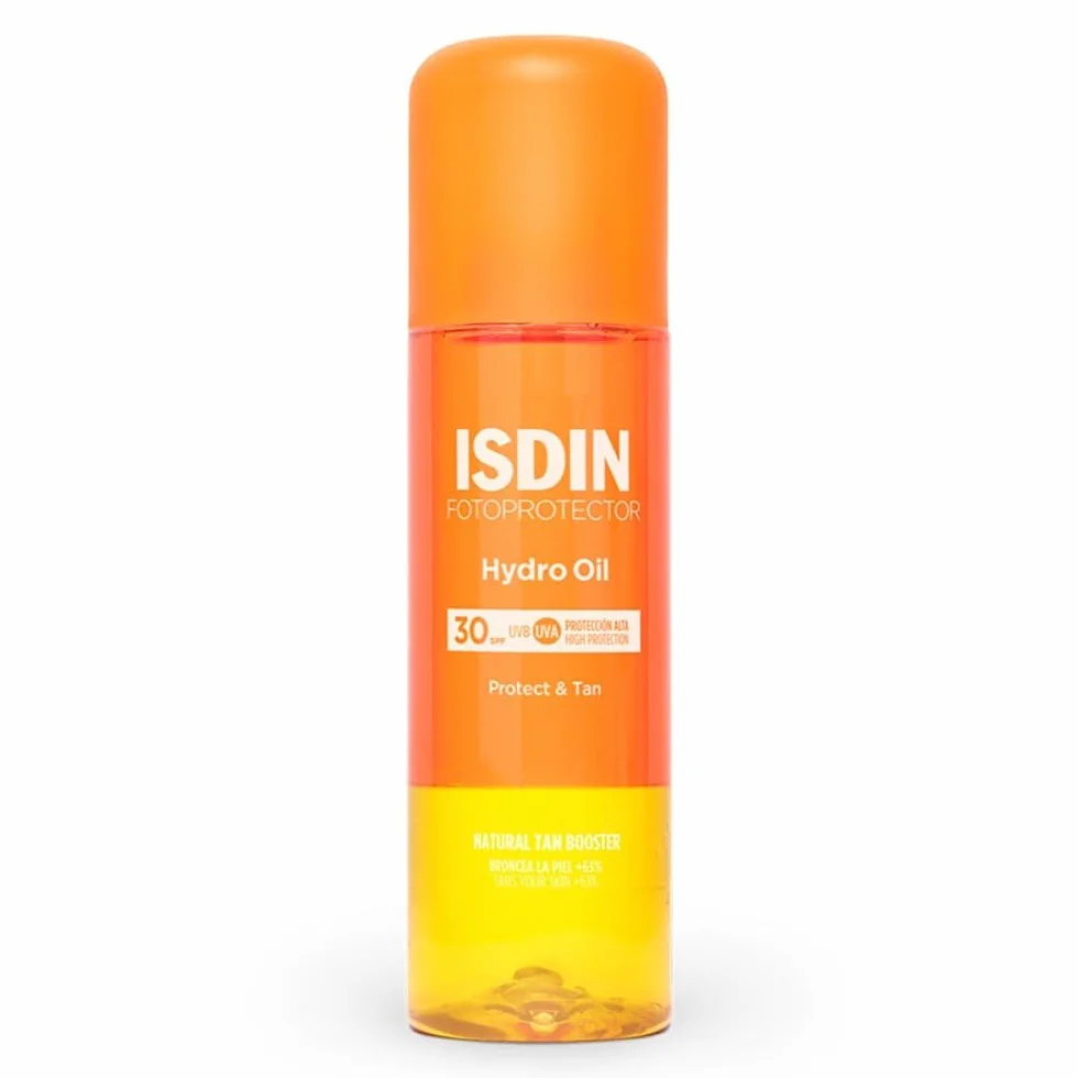 ISDIN Fotoprotector Hydro Oil LSF 30 (200 ml) | 2-fazowa ochrona przed światłem, która chroni skórę nie tylko przed słońcem, ale również wspomaga opalenie