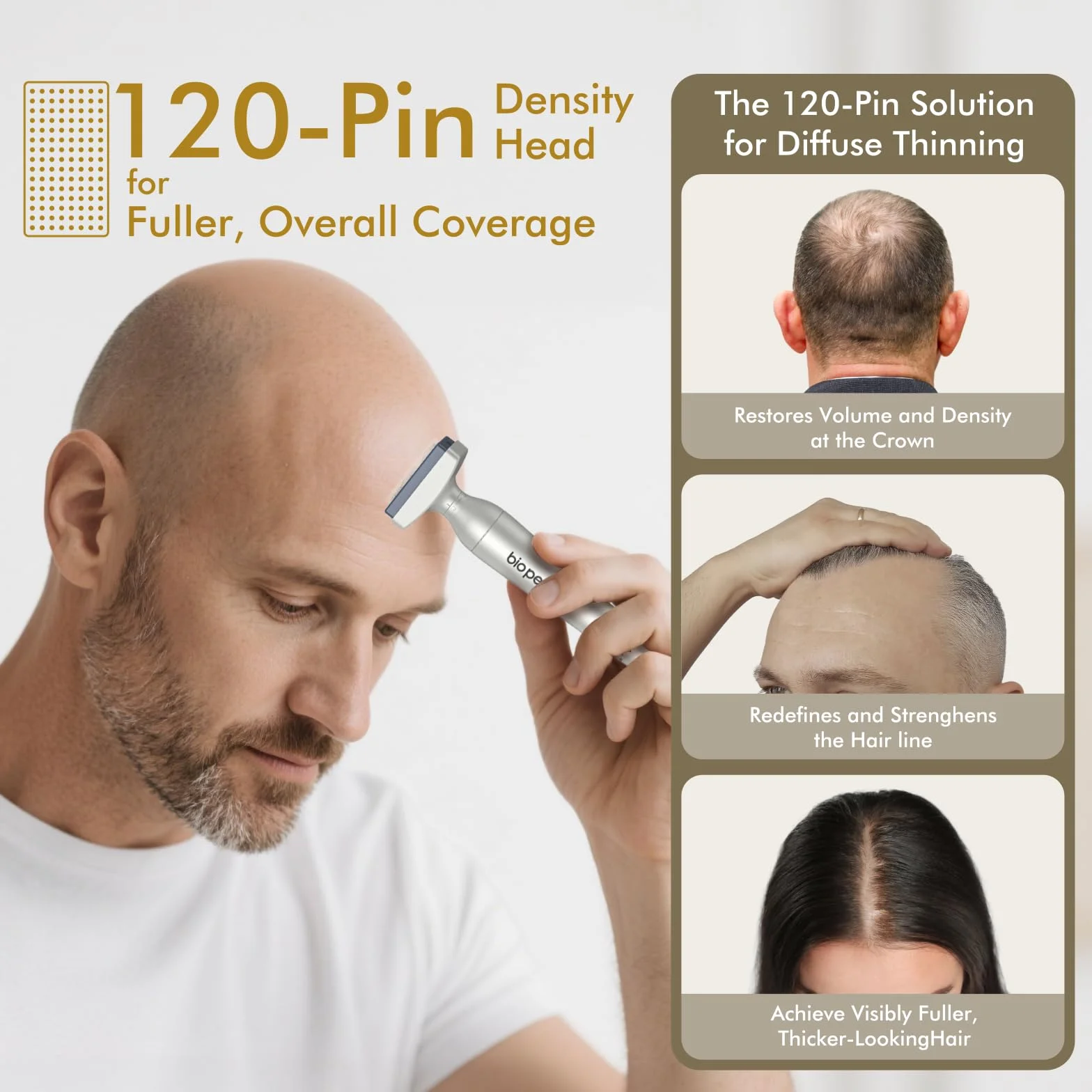 Derma Stamp 2 w 1 Upgrade 2025 – wymienne głowice, 64 piny + 120 pinów, regulacja 0-3,0 mm, mikroigłowanie, przeciw przerzedzaniu włosów, idealny prezent na Święto Dziękczynienia i Boże Narodzenie