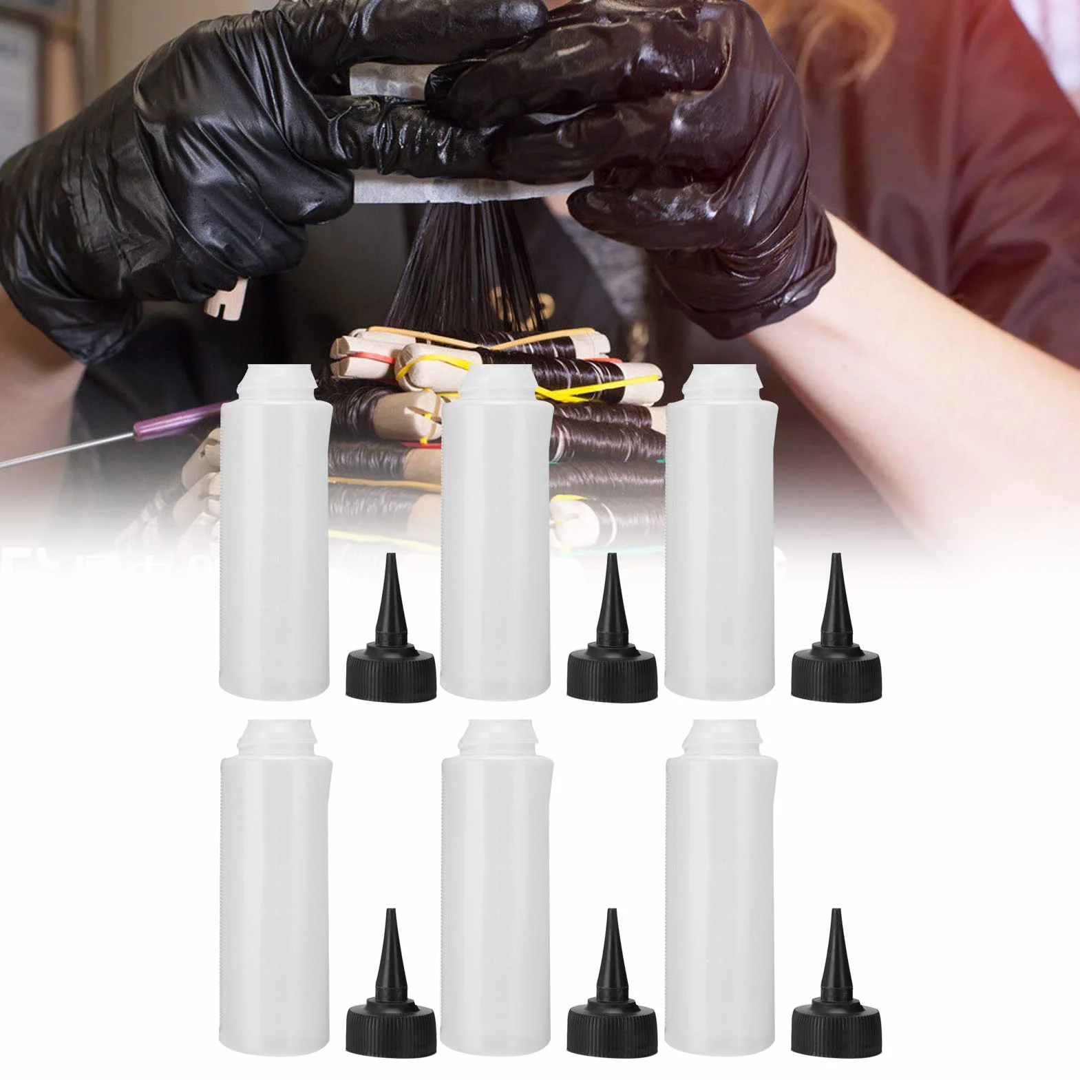 6szt Butelka z aplikatorem szamponu Szampon, Salon fryzjerski Squeeze Refill Bottle, Butelki szamponu, Butelki do czyszczenia na sucho, Akcesoria fryz