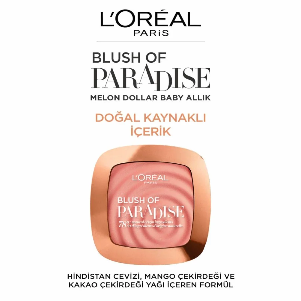 L'Oréal Paris Woke Up Like This Mellon Dollar Baby Blush Róż do policzków, jedwabista konsystencja, łatwa aplikacja, 03 Watermelon, 9 g