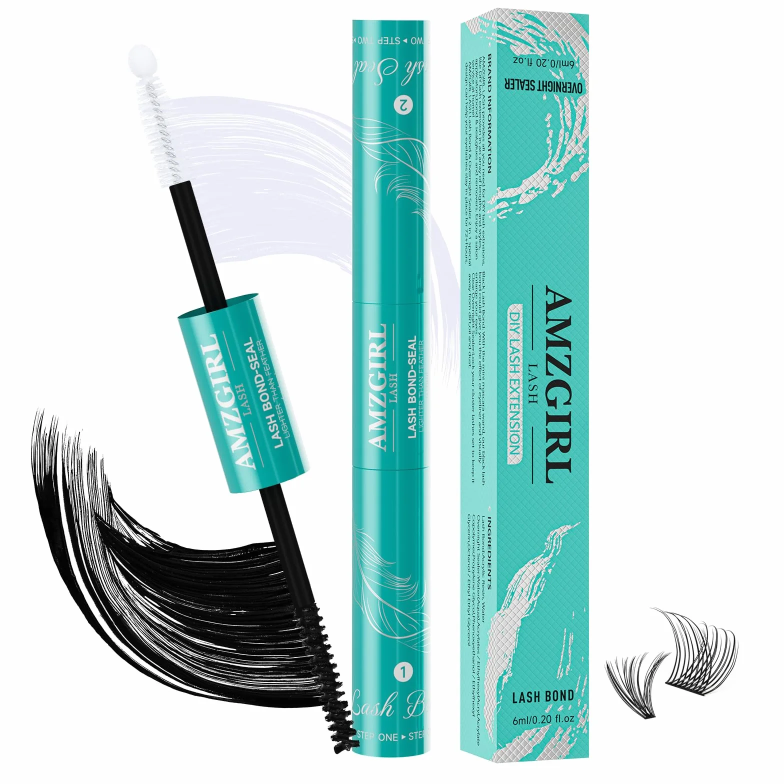 Lash Bond i Seal Rzęsy Cluster Klej do rzęs do rzęs Lash Wall Glue 12 ml długotrwały 72 godzin czarny + 2 w 1 DIY (Yumao)