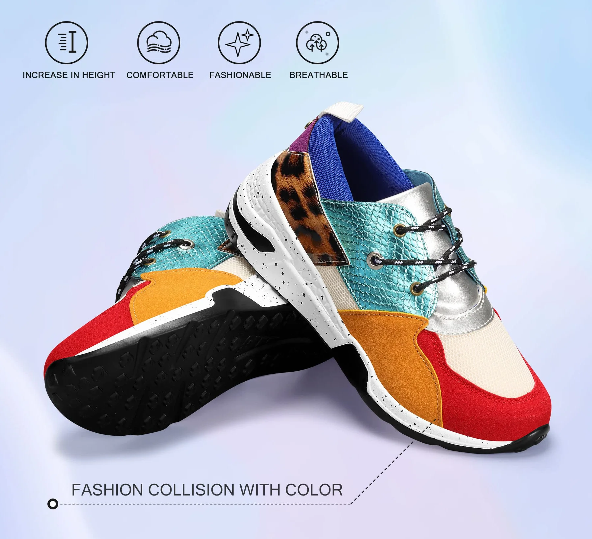 LUCKY STEP Damskie trampki na wysokim obcasie na koturnie moda platforma retro sznurowane buty na co dzień