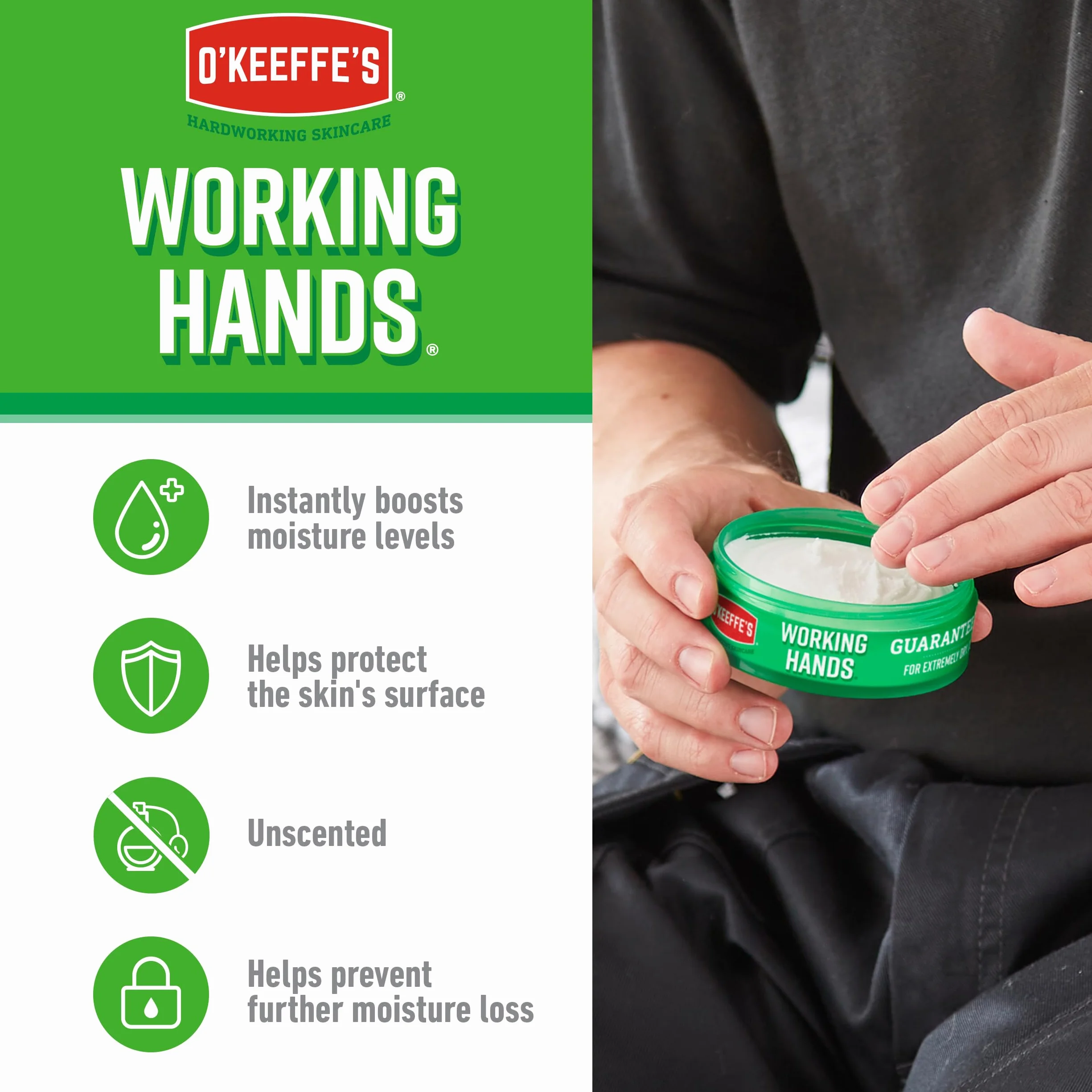 O'Keeffe's Working Hands, 96 g tygiel 2 sztuki – krem do rąk do bardzo suchych, popękanych dłoni | natychmiast zwiększa zawartość wilgoci, tworzy warstwę ochronną i zapobiega utracie wilgoci
