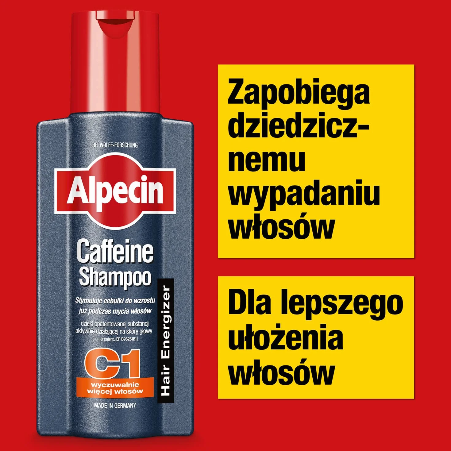 Alpecin Szampon kofeinowy 1x250ml | Zapobiega i redukuje wypadanie włosów | Energizer dla silnych włosów | Naturalny szampon na porost włosów dla mężczyzn