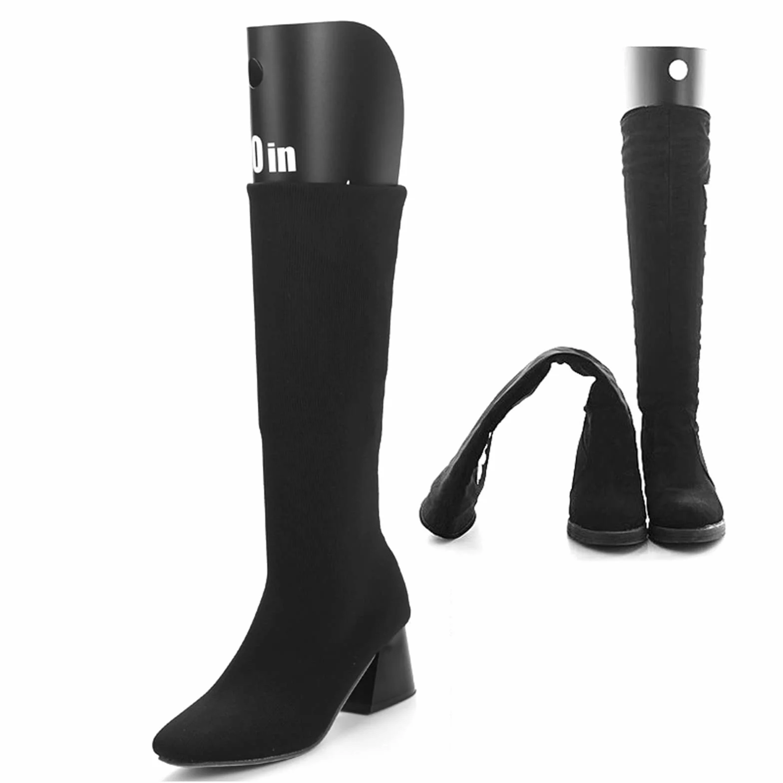 12 Sztuk Boot Shaper Board, wkładek w kształcie butów, wkładki formujące kozaki, czarne napinacze do butów, stojak z tworzywa sztucznego, wysokie podparcie butów (16 cala)