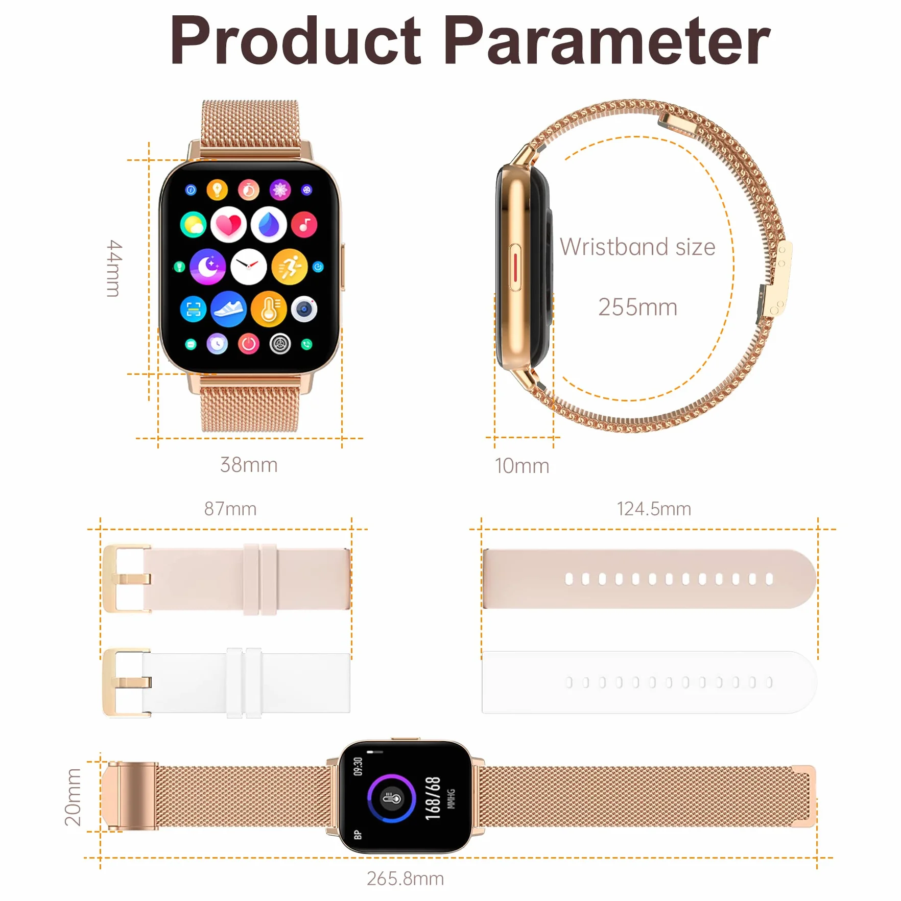 Zegarek damski Smartwatch Smart Watch z powiadomieniami o wiadomościach, pomiar tętna, sen, spO2, zegarek fitness z krokomierzem, 8 sportowych, zegarek cyfrowy dla systemu Android iOS