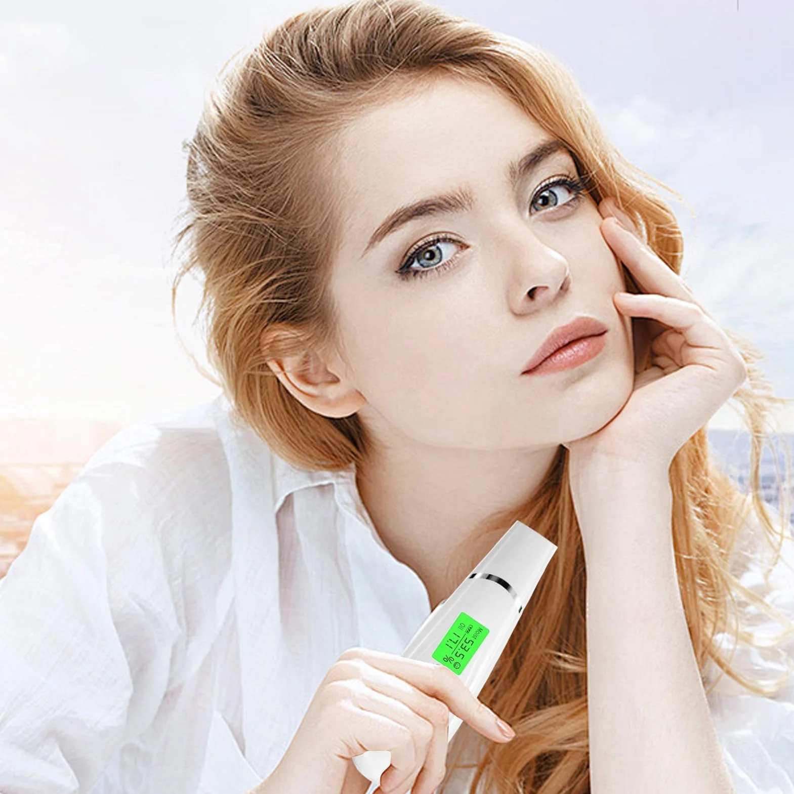Skin Moisture Meter, Digital Skin Analyzer Machine, Professional LCD Display Water Oil Tester, 5x1.97x1.57 inches Face Care Device for Home, Beauty Salon, and Travel Use