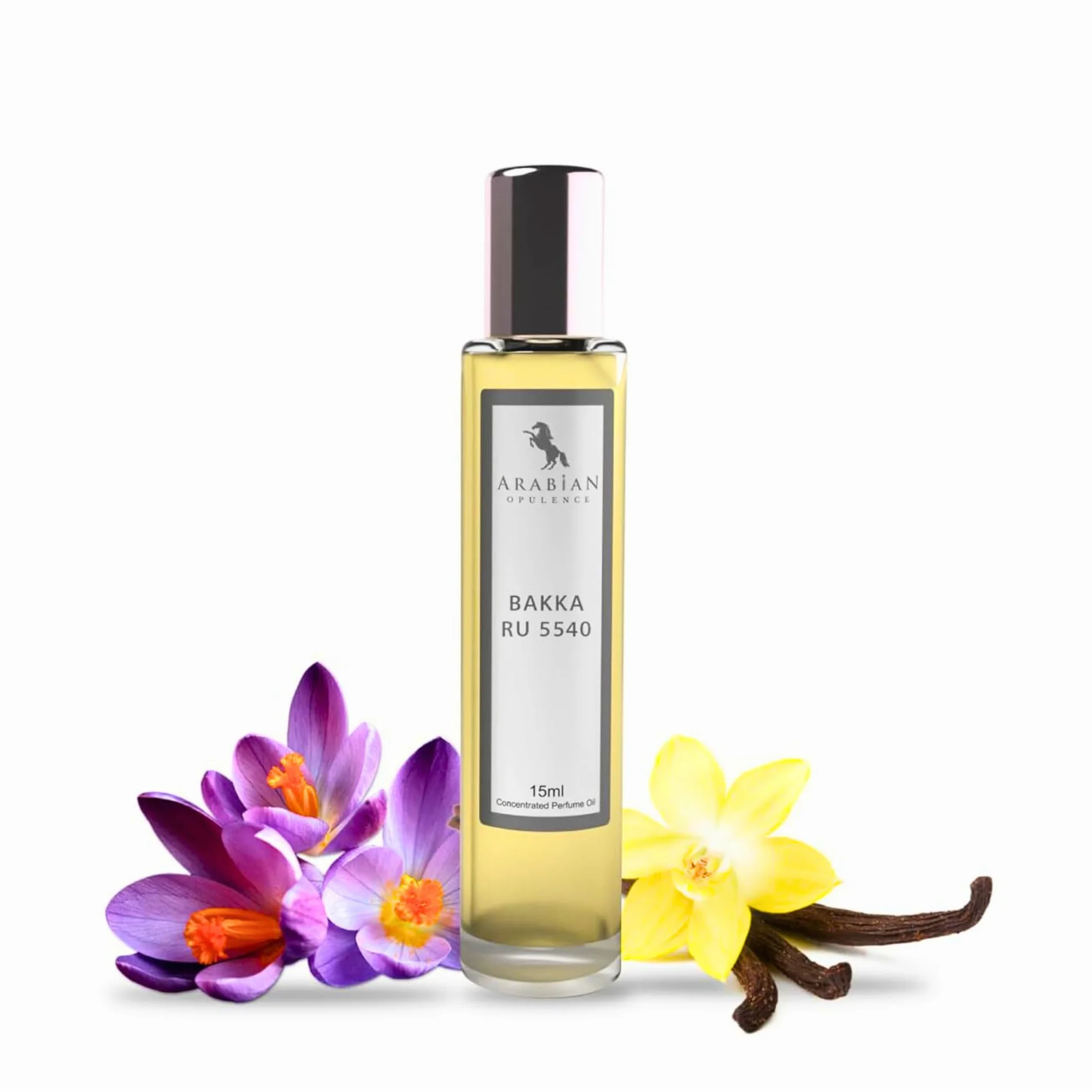 Arabian Opulence FR328 Bakka Ru 5540 Roll-on olejek perfumowany, skoncentrowany olejek do ciała, długotrwałe perfumy na bazie oleju, dla mężczyzn i kobiet, rozmiar podróżny, butelka bezalkoholowego