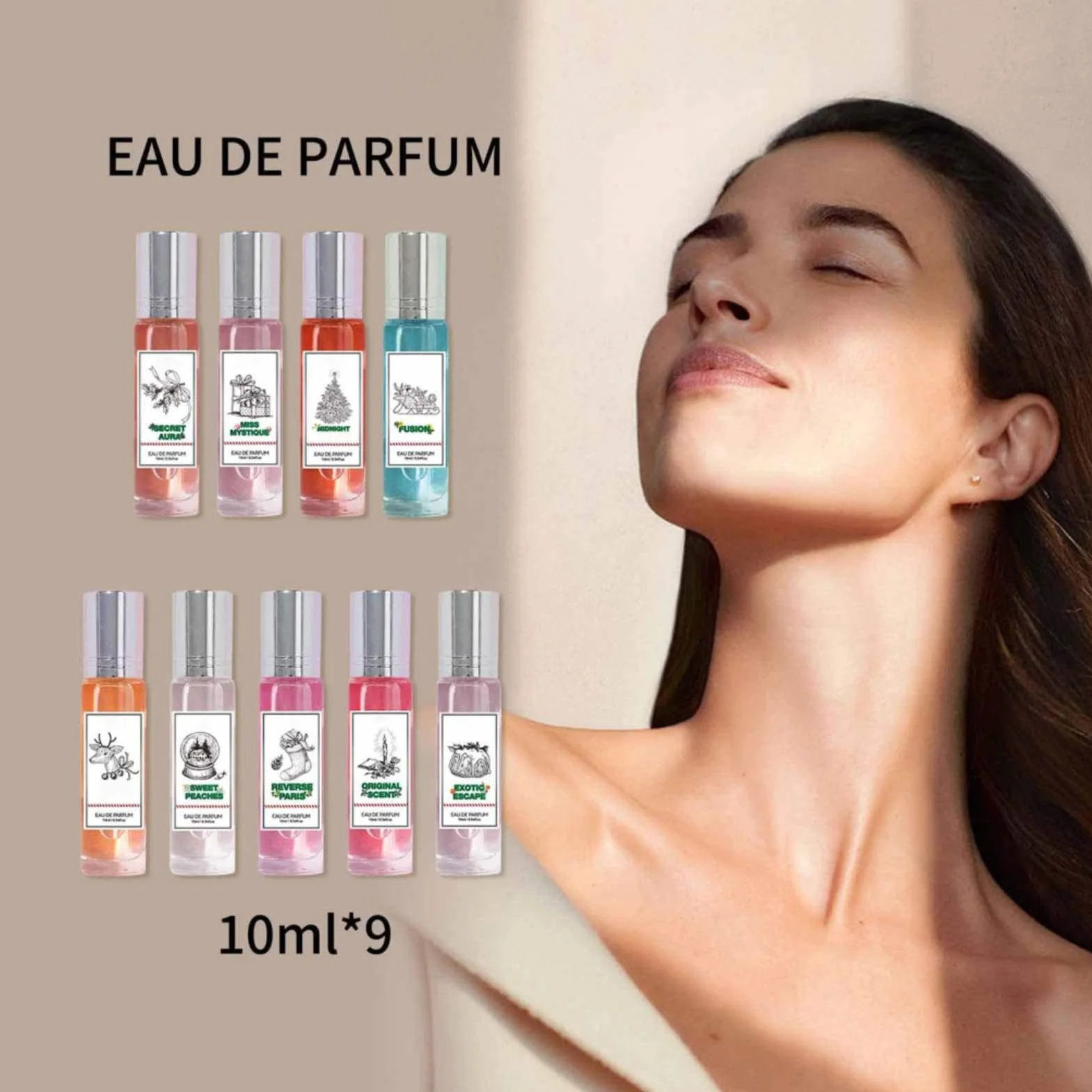 Kalendarz bożonarodzeniowy, zestaw perfum, kalendarz adwentowy, 9 dni, perfumy, zestaw zapachów dla kobiet, odliczanie dla kobiet, miękki i lekki zapach, 10 ml, dla dziewcząt i kobiet