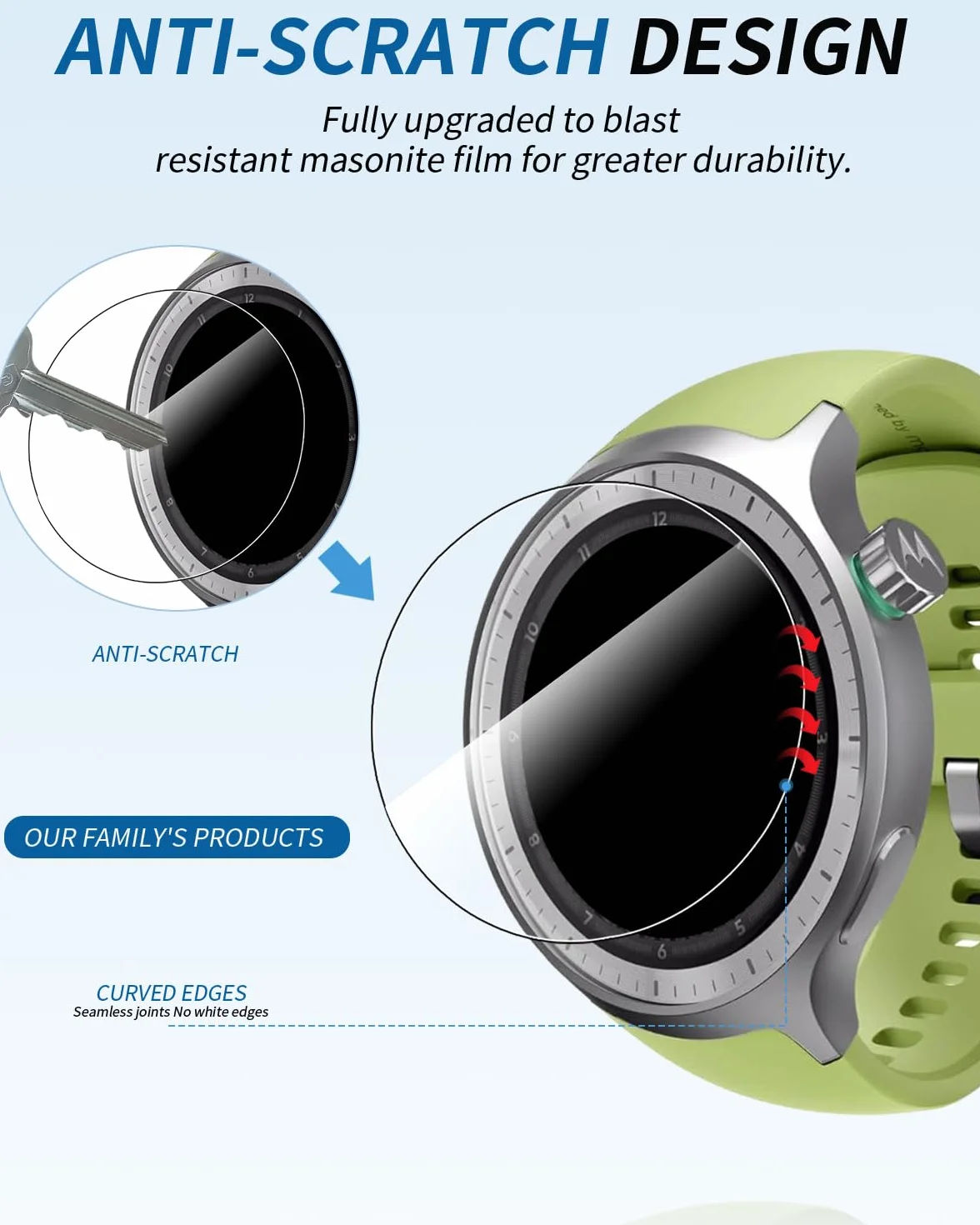 (3 sztuki) folii ochronnej do Motorola Moto Watch 2026 Smartwatch, yystao hartowane szkło folia ochronna na wyświetlacz, wysoka rozdzielczość, odporna na zarysowania, wrażliwa na dotyk, twardość 9H