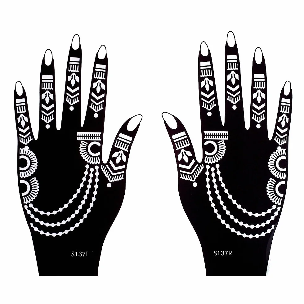 Akcja! Henna szablony do tatuażu 8 sztuk zestaw do jednorazowego użytku do rąk, również do tatuaży brokatowych i tatuaży Air Brush Set Jaiya