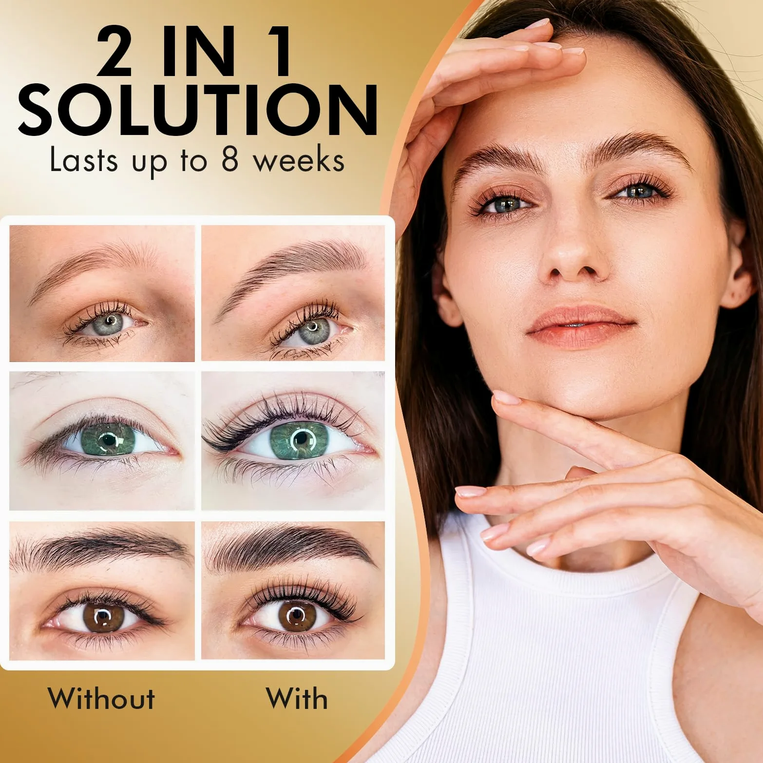 Profesjonalny zestaw do podnoszenia rzęs, zestaw do laminowania brwi 2 w 1, trwały 6-8 tygodni, 15 zastosowań, DIY lifting rzęs i brwi, podnoszenie i laminowanie brow - ABLK2