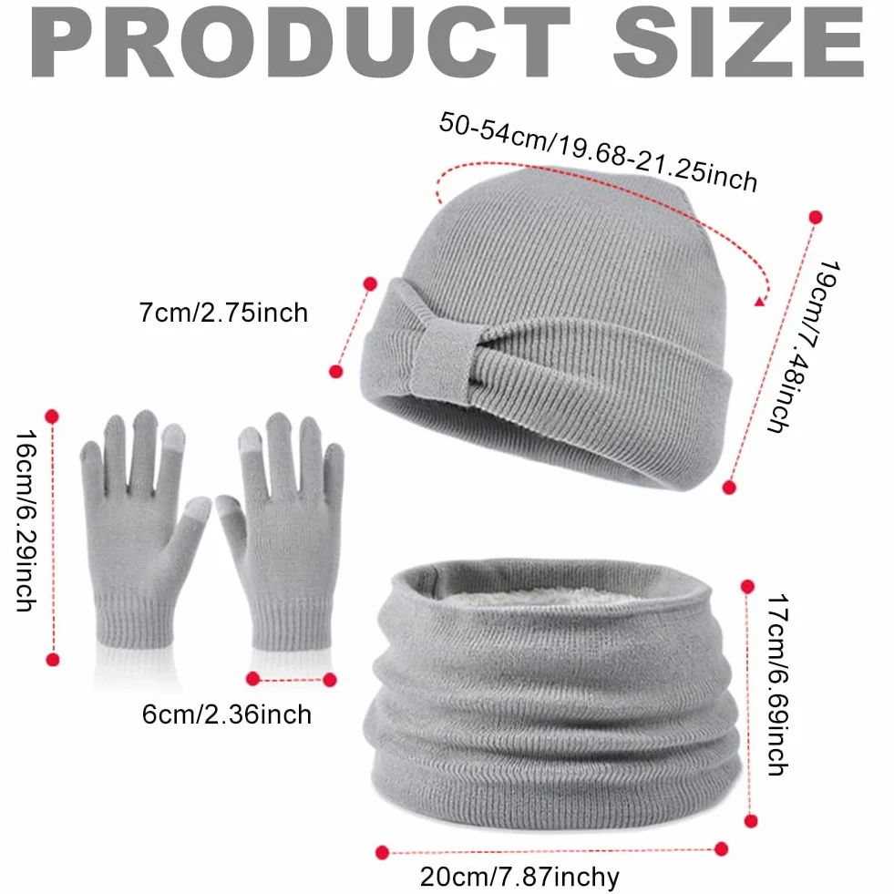 Dziecięca czapka zimowa, szalik, rękawiczki, zestaw 3 w 1, dzianinowa czapka polarowa, szalik, rękawiczki zimowe, czapka beanie, zestaw dla dzieci, chłopców i dziewczynek
