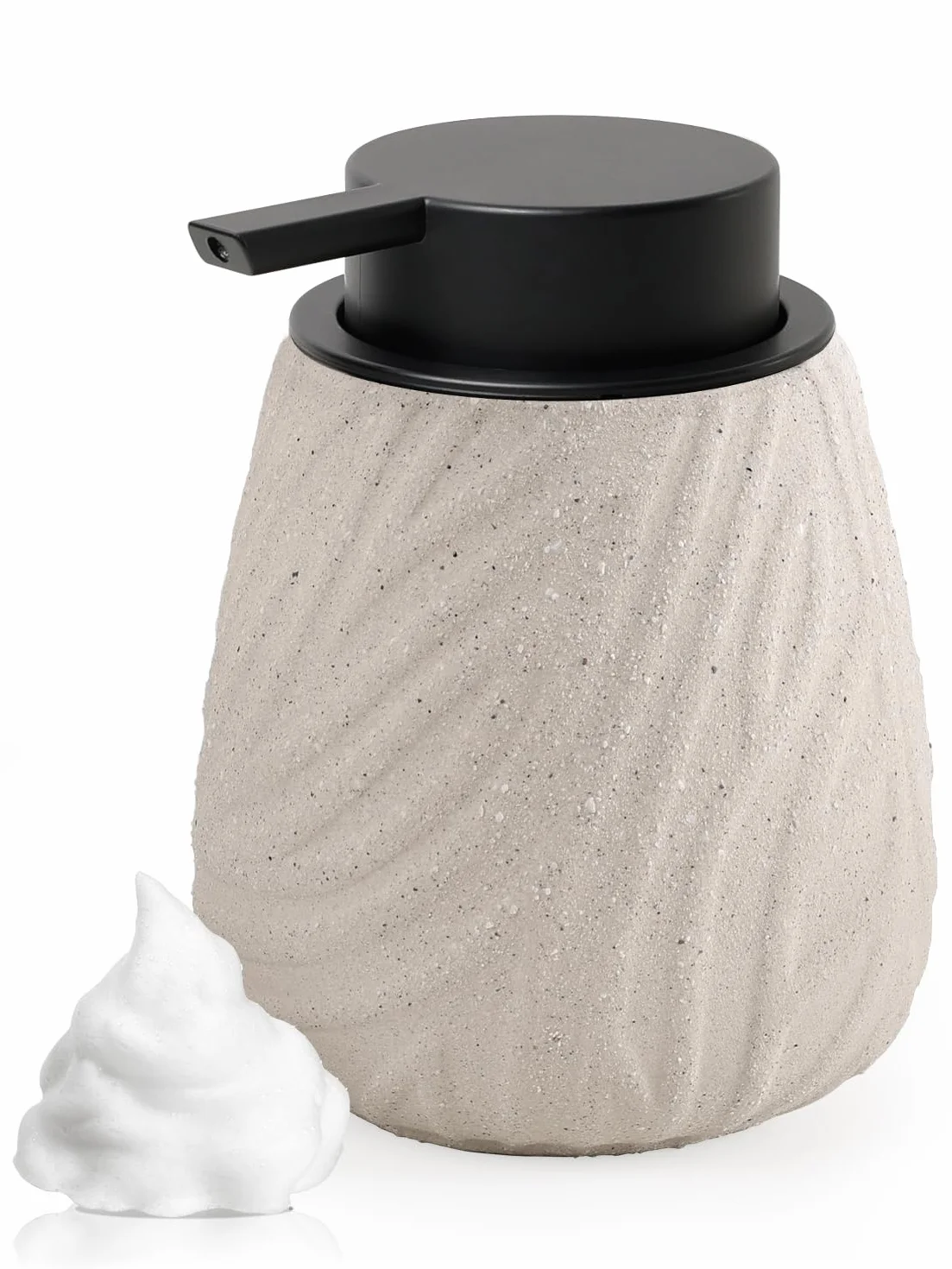 Dozownik mydła z pianki, dozownik płynu do mycia naczyń, 400 ml, naturalny beżowy, z dużą głowicą pompki, ceramiczny dozownik mydła piankowego do kuchni, łazienki
