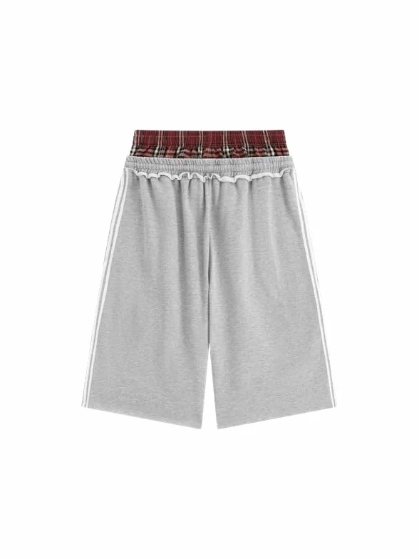 Aelfric Eden Baggy szorty męskie, letnie spodnie Capri, damskie Y2K, krótkie spodnie, uniseks, w kratkę, patchwork, krótkie spodnie do biegania, oversize, basic, spodnie rekreacyjne, hip-hop, sportowe