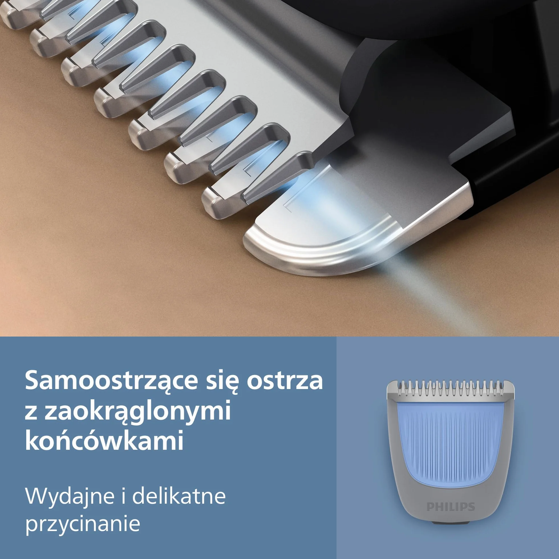 Philips Trymer do brody seria 3000 BT3619/15, samoostrzące się ostrza, 20 ustawień, wodoodporny
