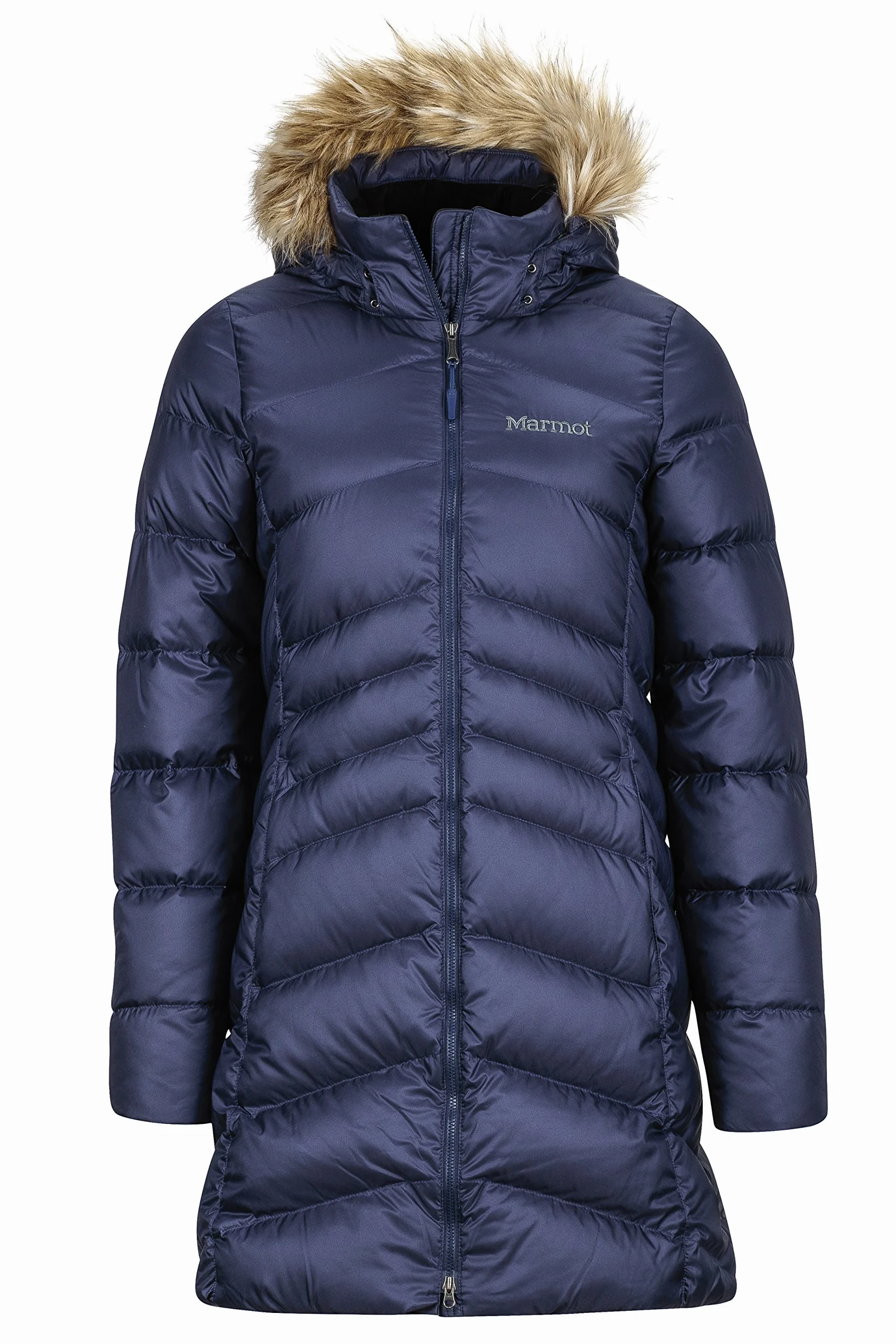 Marmot Kobiety Wm's Montreal Coat F22, Lekka kurtka puchowa, sprężystość puchu 700 FP, ciepła parka, stylowy płaszcz zimowy, wodoodporny, wiatroszczelny, Midnight Navy, M