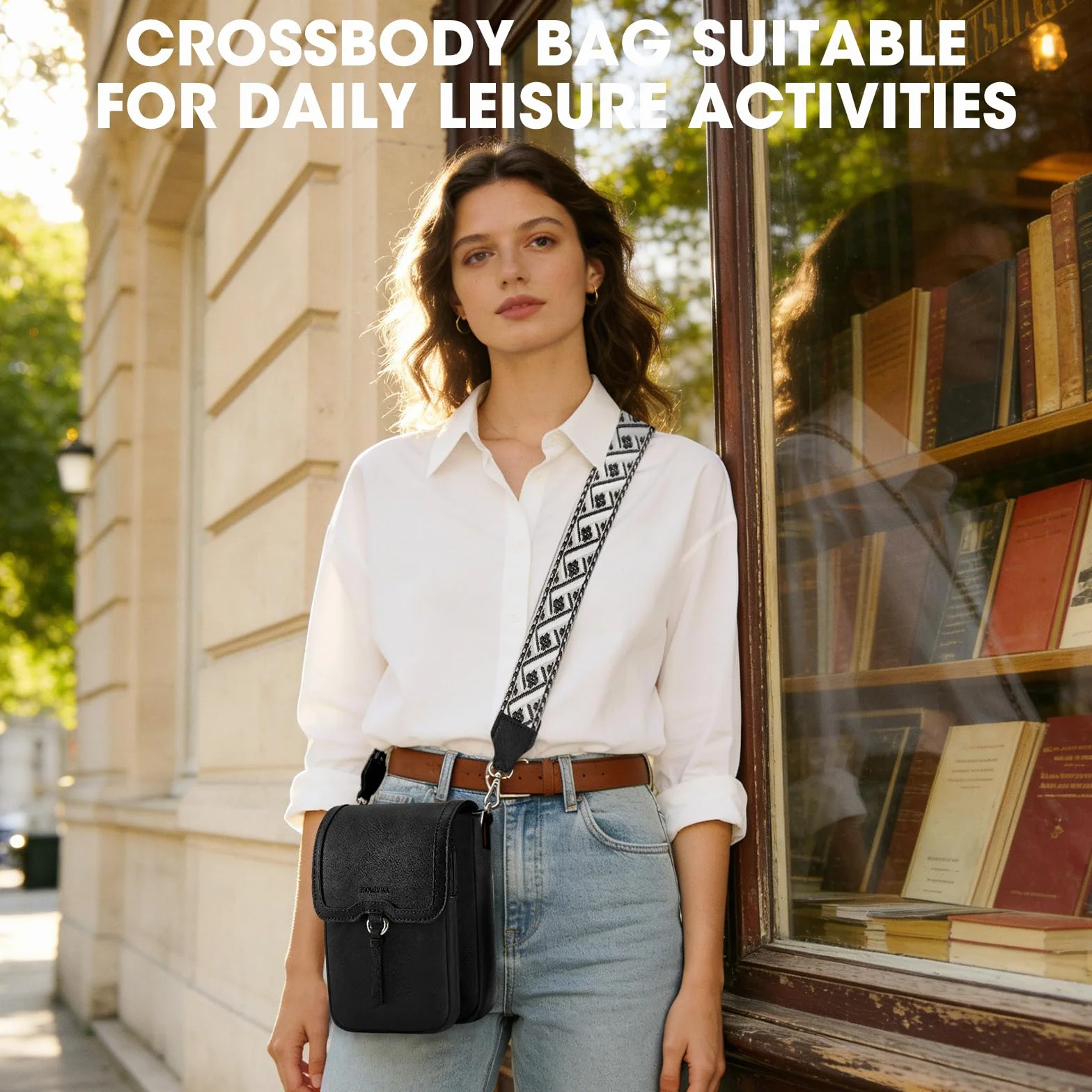 RAINSMORE Torba na ramię damska miękka torba na ramię ze skóry PU wodoodporna torba na telefon crossbody damskie torby na ramię torebki z regulowanymi szerokimi paskami