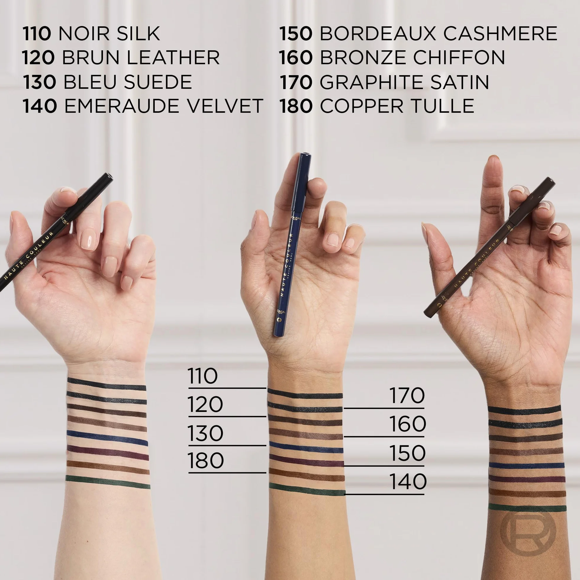 L'Oréal Paris Haute Couleur Crayon Khol Eyeliner Bordeaux Cashmere, intensywny kolor i definicja, kremowa konsystencja z masłem shea