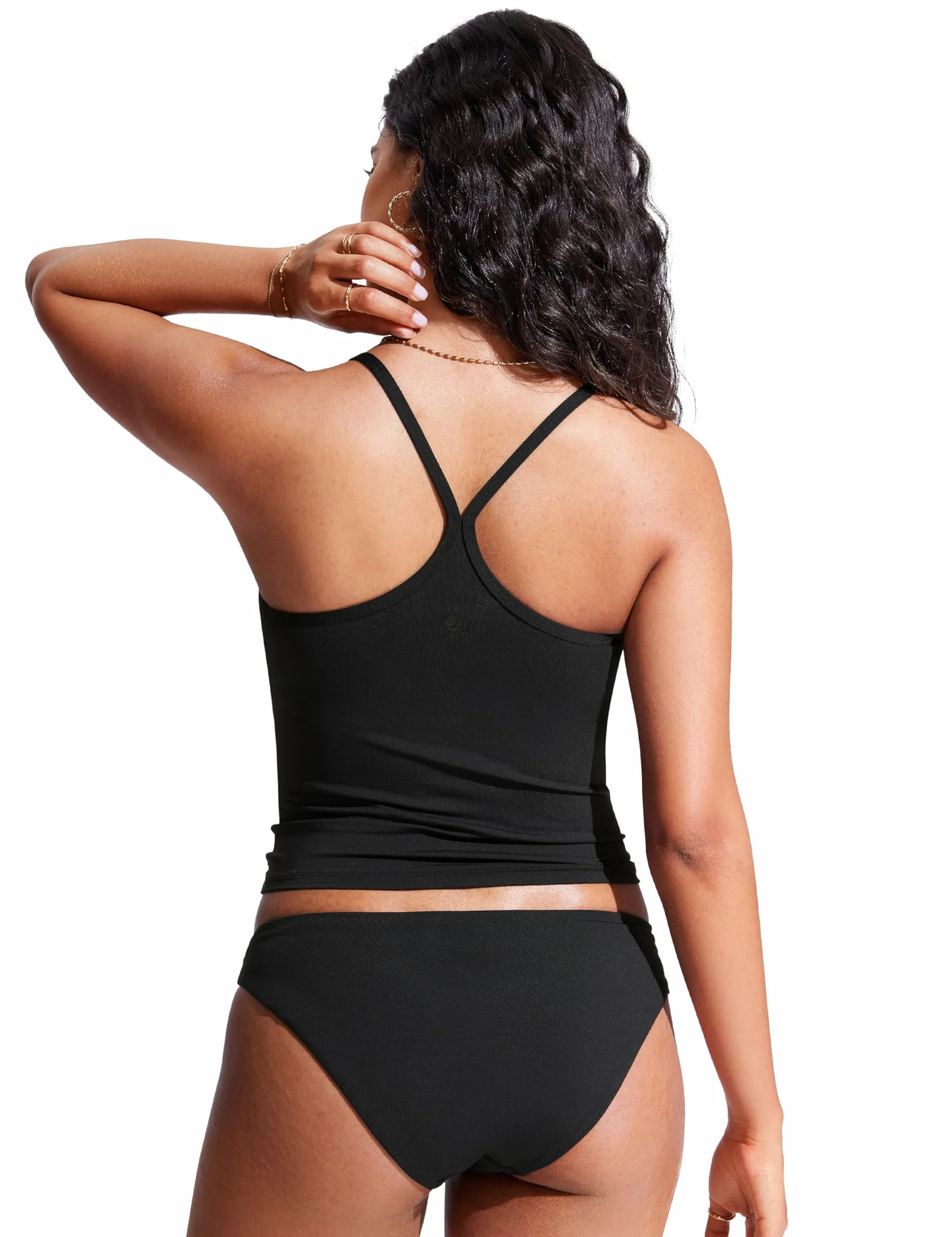 CRZ YOGA Damskie topy tankini typu racerback, dekolt w łódkę, ramiączka spaghetti, kostium kąpielowy, bikini, usztywniany krótki top kąpielowy