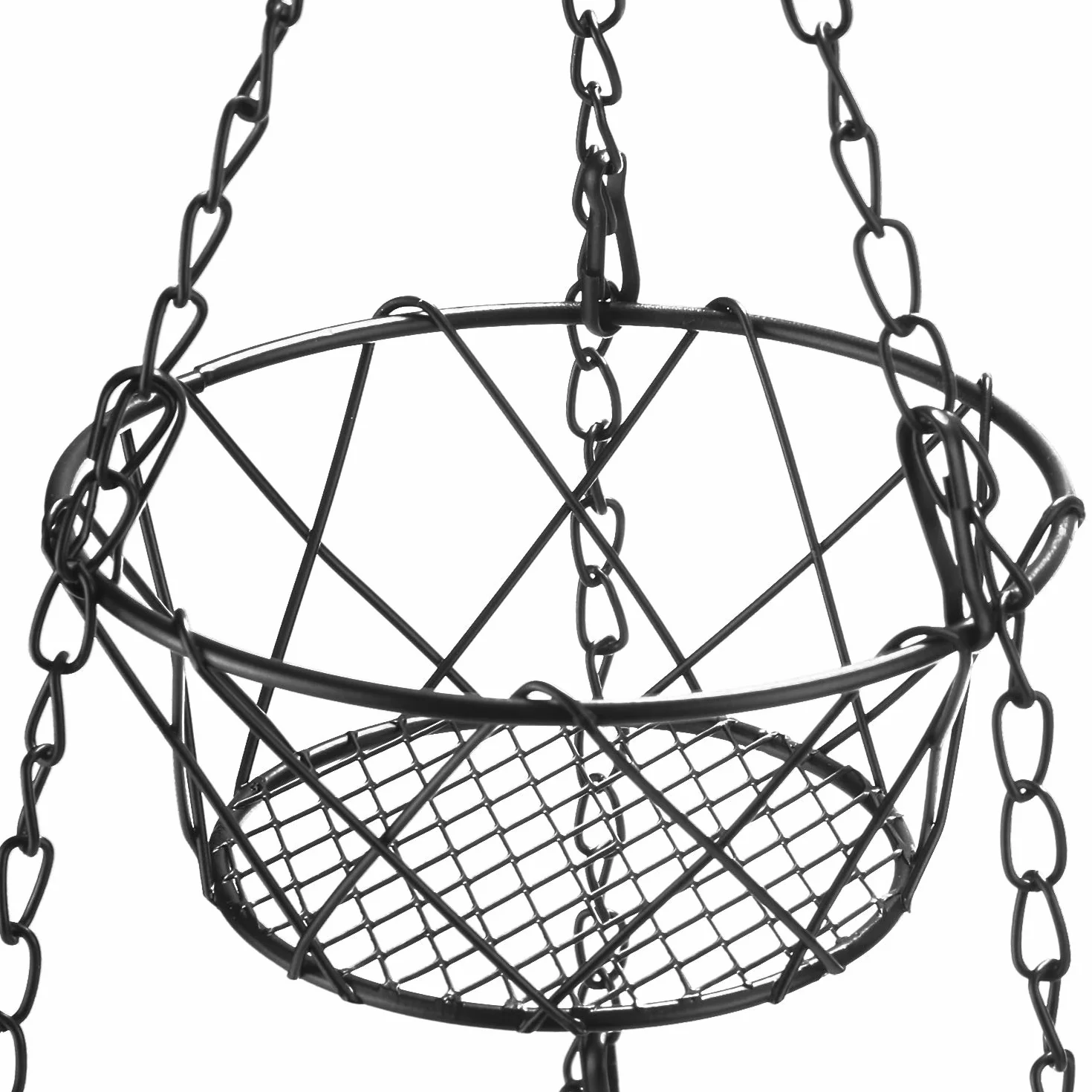 COM-FOUR® Kosz na owoce do zawieszenia wykonany z metalu w kolorze czarnym - pólka wiszaca o Ø 28 cm (czarny - okragly)