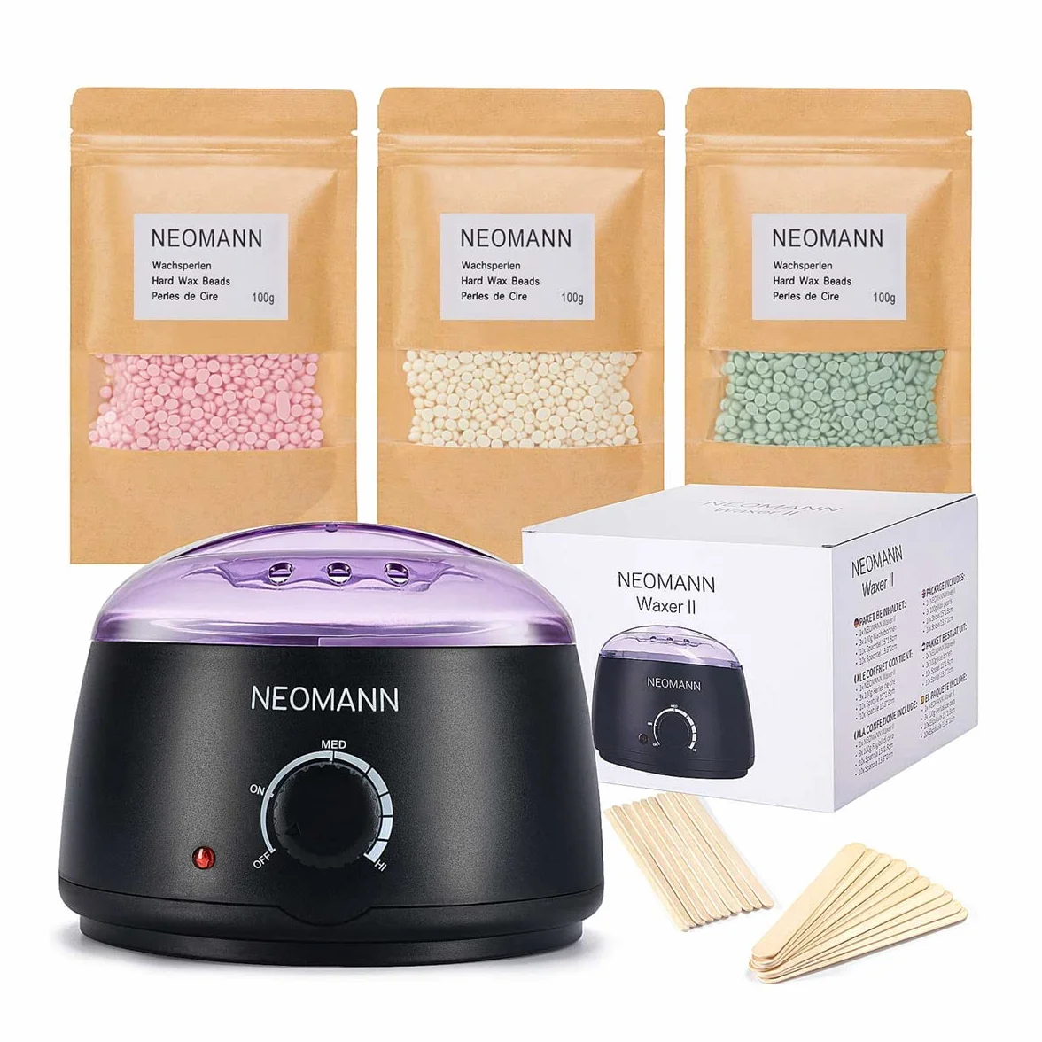 Waxer II Waxing Kit Podgrzewacz do Wosku do Depilacji z 300g Koralikami i 20 Szpatułkami