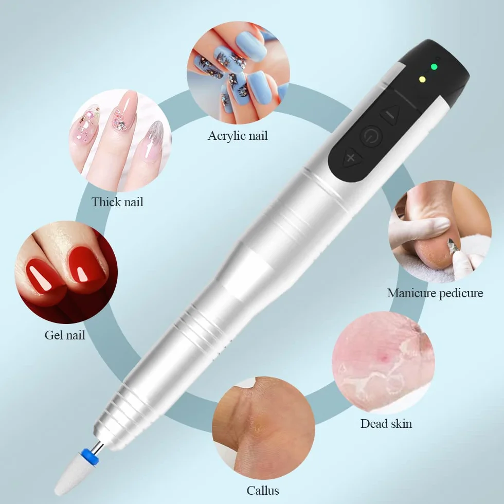 TOUCHBeauty AG-2236 akumulatorowa elektryczna wiertarka do paznokci, zestaw pilników akrylowych, narzędzia do pedicure i manicure, polerowania i usuwania zrogowacenia