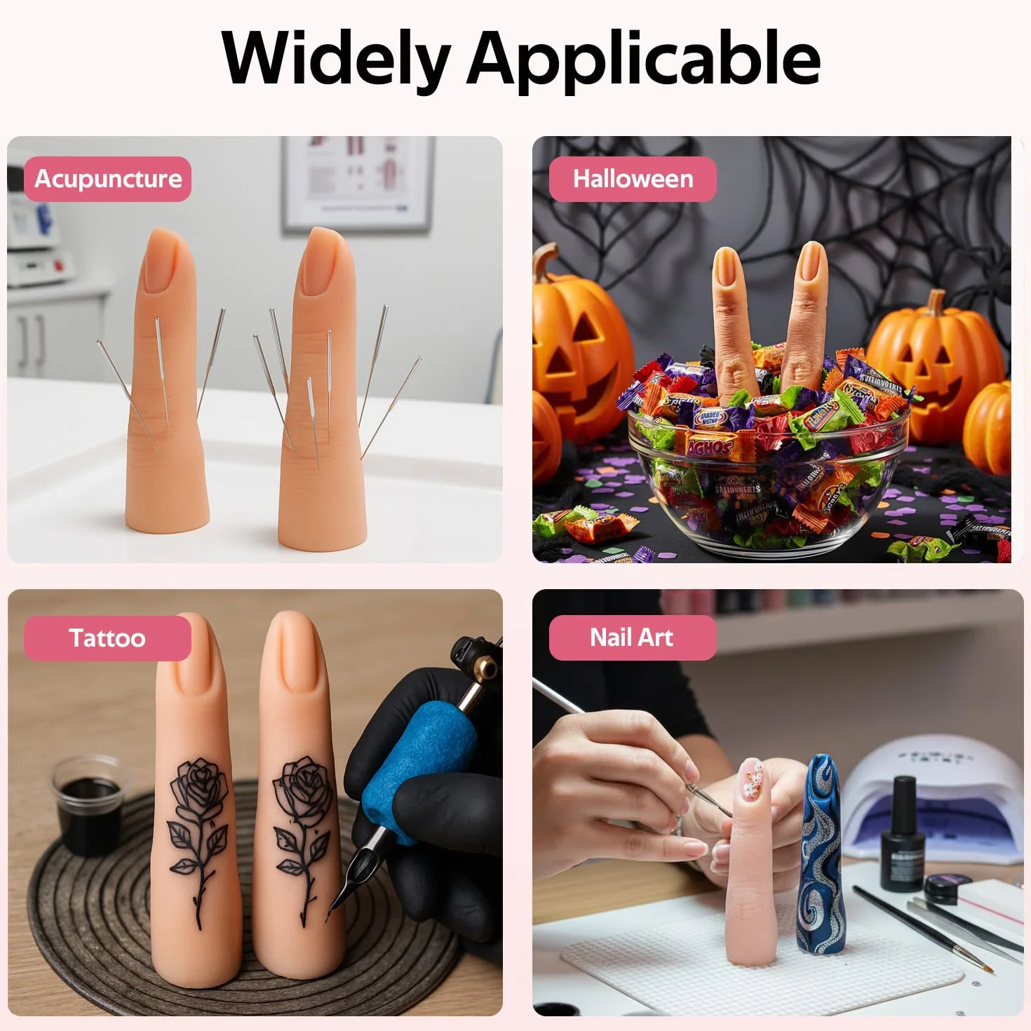 Silikonowe palce do ćwiczeń paznokci elastyczne model do manicure (Lekki kolor)