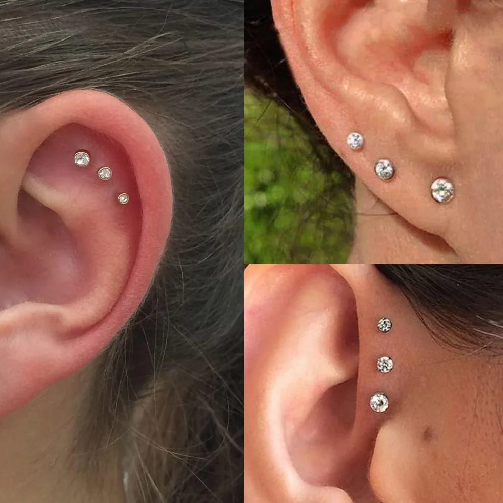 16G piercing helix, tragus, piercing do uszu, 6/8/10 mm, piercing do ucha, dla kobiet, srebrny, złoty