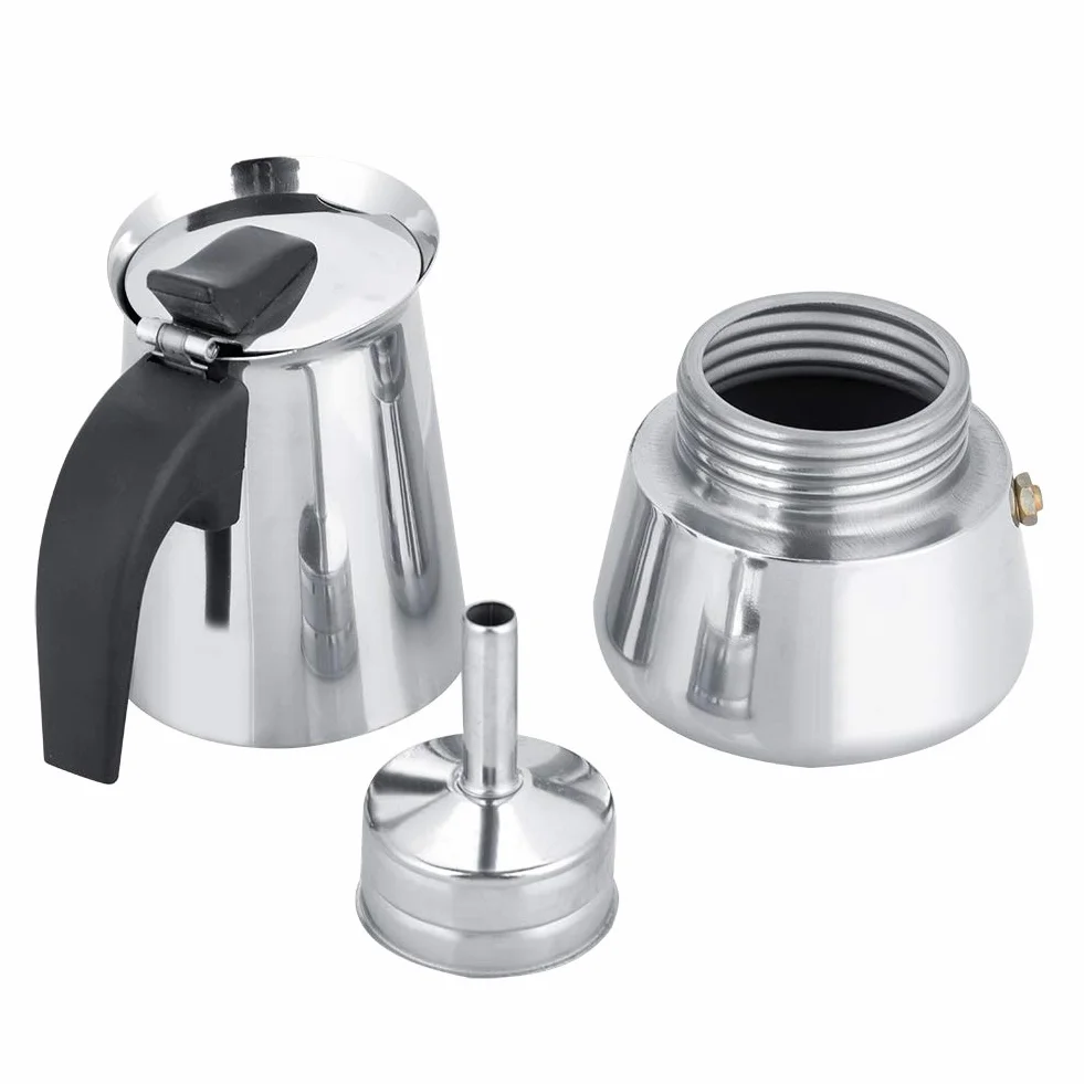 Ekspres do Moka ze Stali Nierdzewnej, Wygodny Dzbanek do Kawy w Domu, Oszczędzaj Czas na Pracowity Poranek Dzięki Szerokiemu Dnie, do Biura, 100-450ml (300ML)