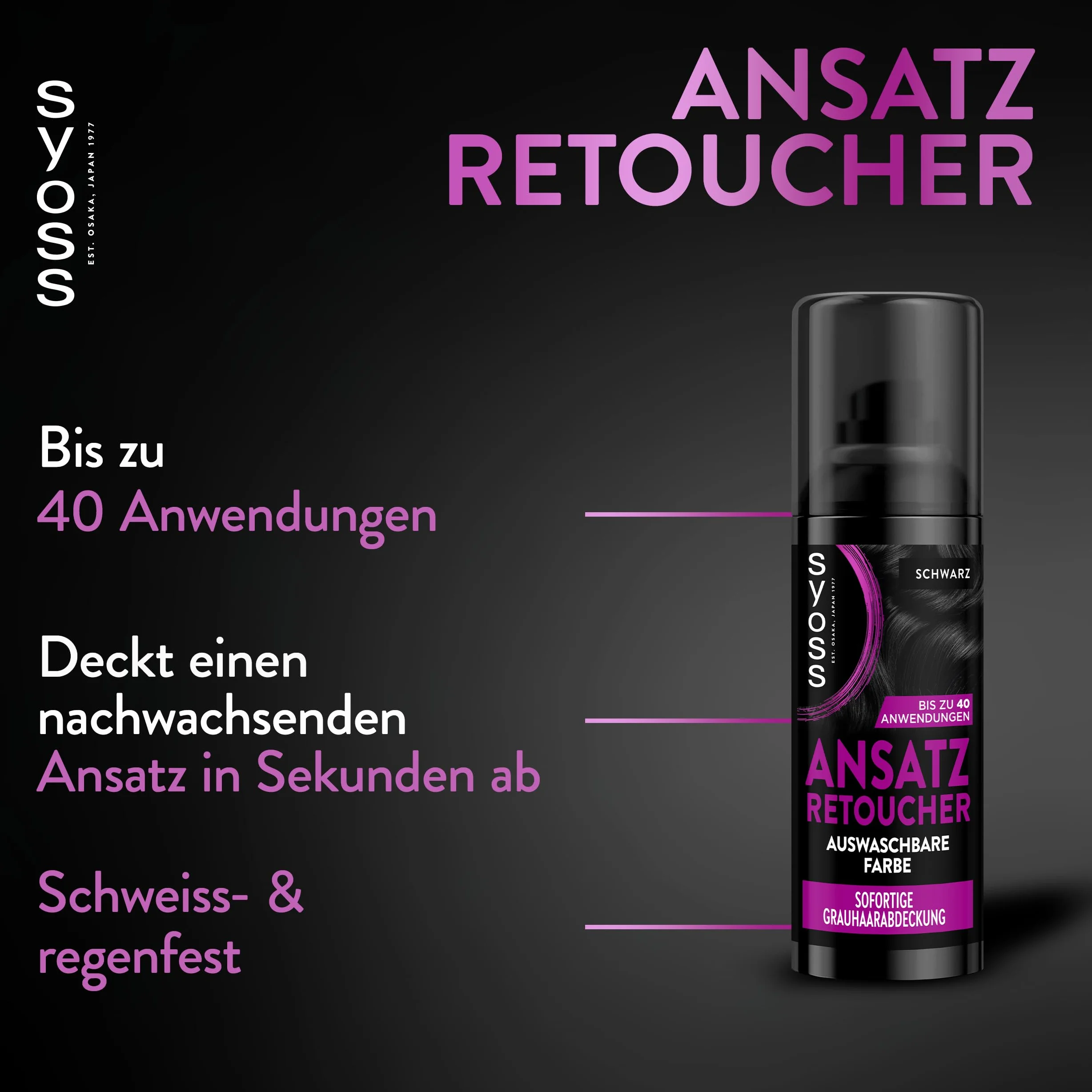 SYOSS Nasadka Kaszerowania Retoucher Spray Czarny Poziom 1 120 ml