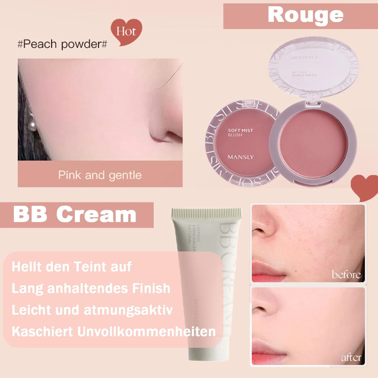 EONFAVE zestaw do makijażu 11 szt. prezentowy błyszczyk róż paleta cieni powiek kredka brwi eyeliner krem BB