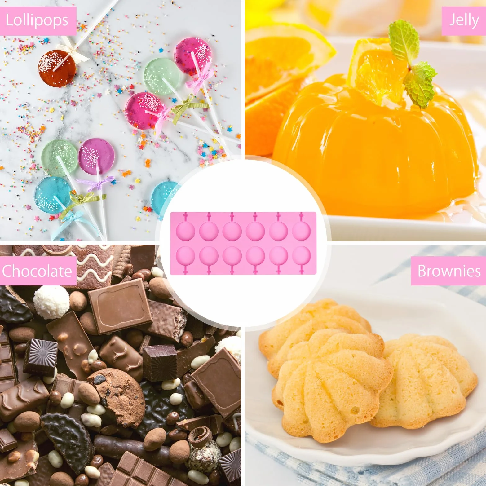 Silikonowa forma do lizaków, forma do lizaków 20 Cake Pop silikonowa forma Cake Pop forma z 100 sztuk patyczków do lizaków i 10 przezroczystych torebek forma do lizaków forma do pieczenia lizaków