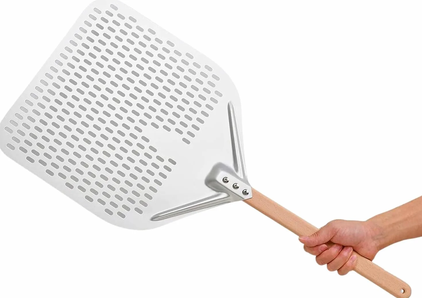 Łopata do pizzy z anodyzowanego aluminium z drewnianą rączką 30 + 40 cm Zdejmowana słodka chleb