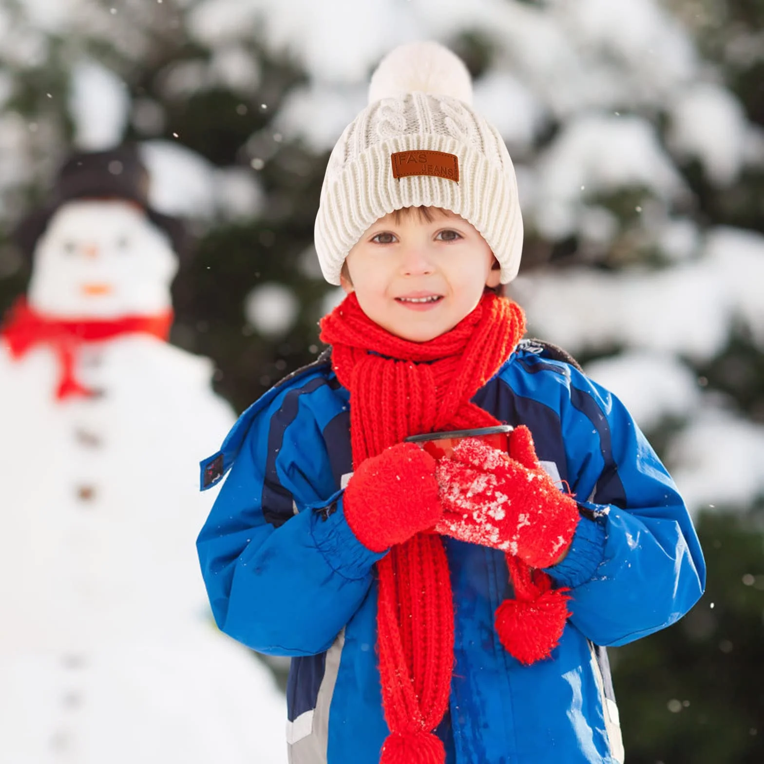 Bekecidi Dziecięca czapka zimowa, szalik, rękawiczki, zestaw ciepła czapka niemowlęca, czapka beanie, czapka z dzianiny, szal typu loop, szal zimowy, zestaw na prezent dla chłopców i dziewczynek w