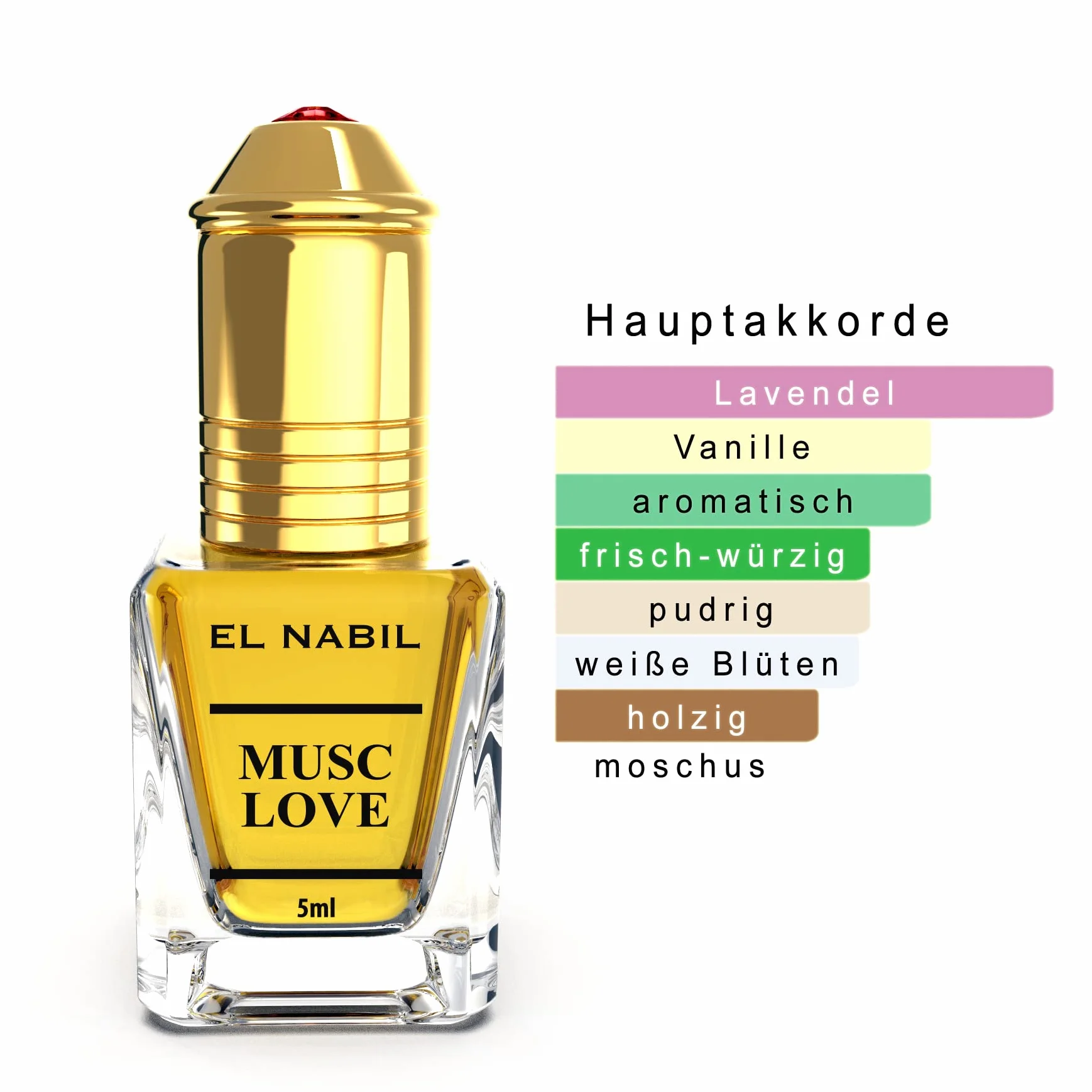 Musc Love 5ml Perfume Fragrance - El Nabil Misk Musk Perfume Oil for MEN & LADIES