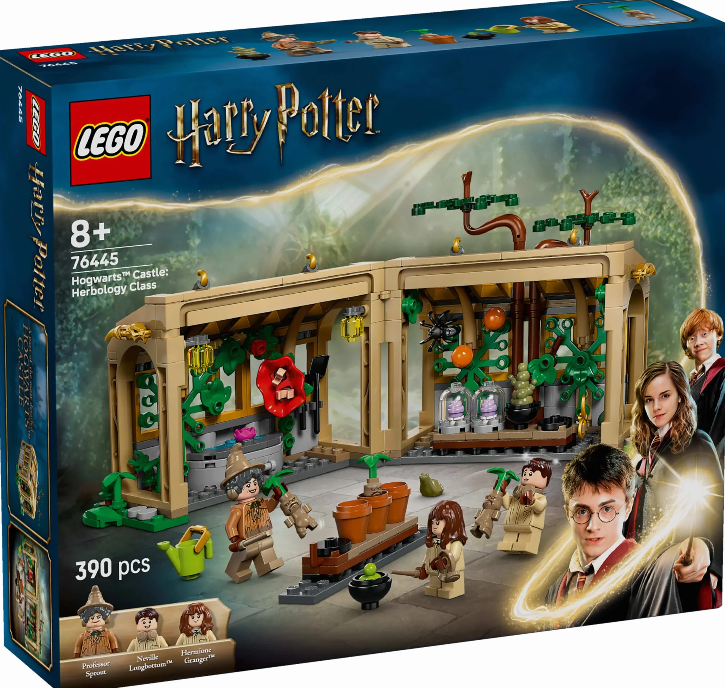 LEGO Harry Potter Zamek Hogwart: zajęcia z zielarstwa, prezent dla 8-latka, chłopca i dziewczynki, zabawka konstrukcyjna dla dziecka z trzema minifigurkami i mandragorą, zestaw modułowy 76445