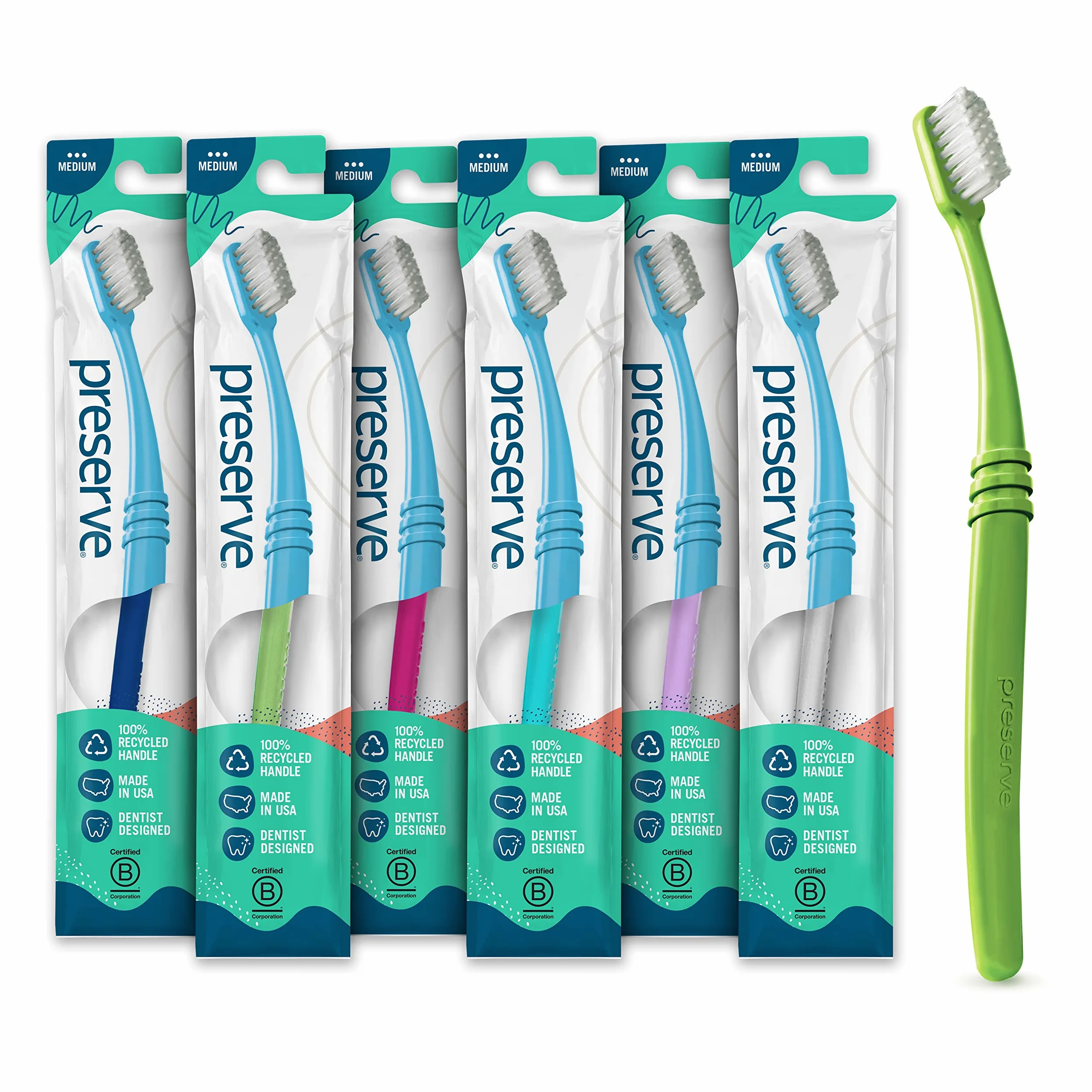 Preserve Pędzle do zębów z lekkiego, średniego połysku, rozmiar 6 (różne kolory) Preserve