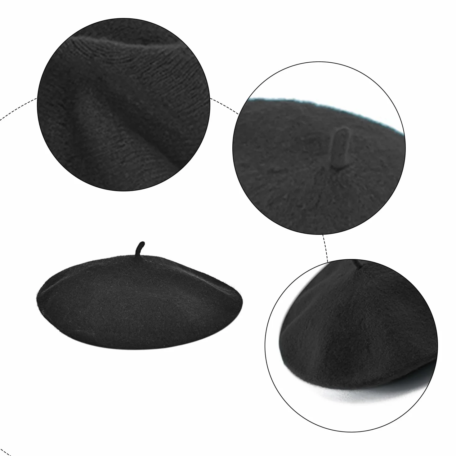1 x francuski beret z 1 jedwabnym szalikiem, czapka beanie dla kobiet, czapka zimowa retro, miękka i lekka, modna biżuteria, nadaje się na spotkania z przyjaciółmi, dekoracja na imprezę (czarna),