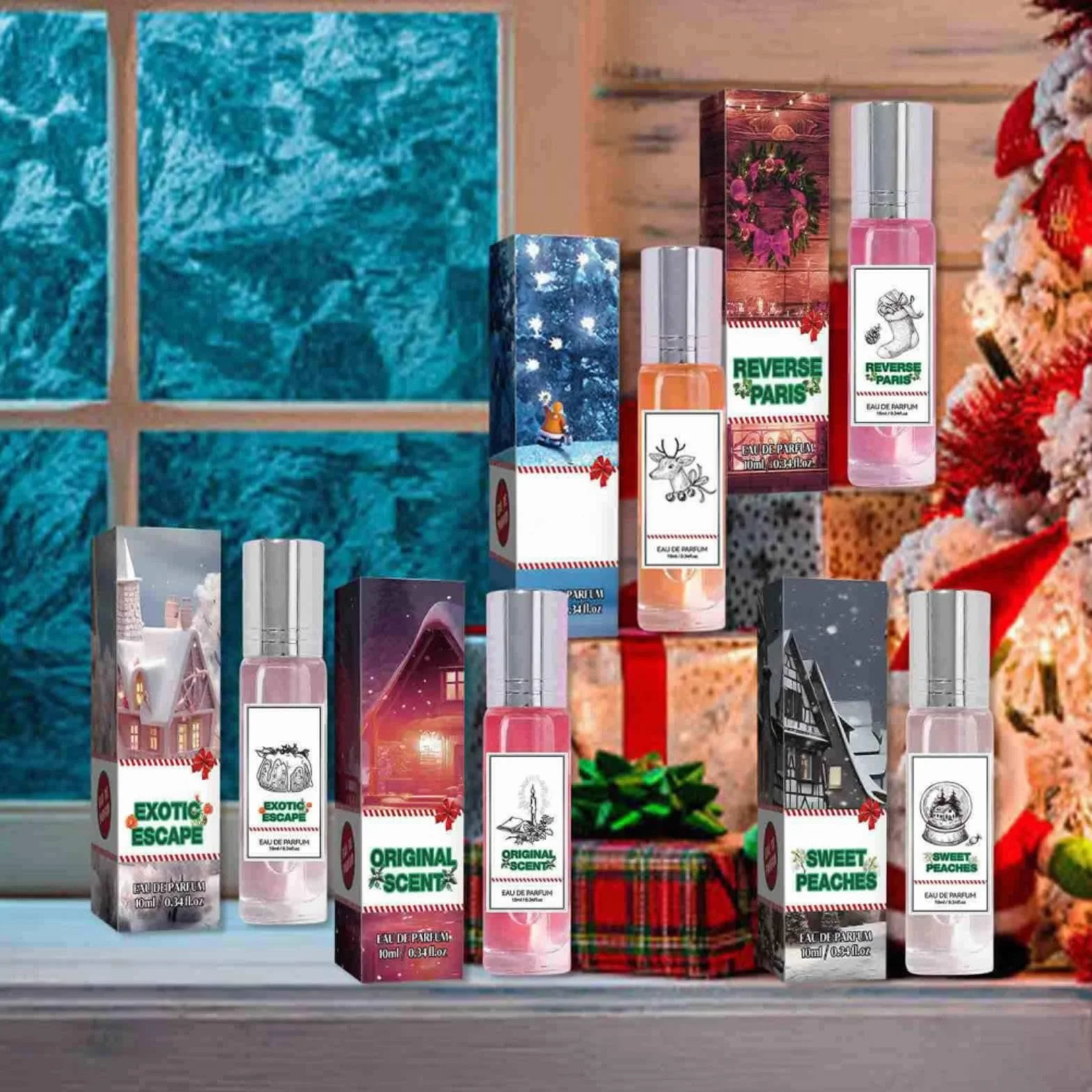 Kalendarz bożonarodzeniowy, zestaw perfum, kalendarz adwentowy, 9 dni, perfumy, zestaw zapachów dla kobiet, odliczanie dla kobiet, miękki i lekki zapach, 10 ml, dla dziewcząt i kobiet