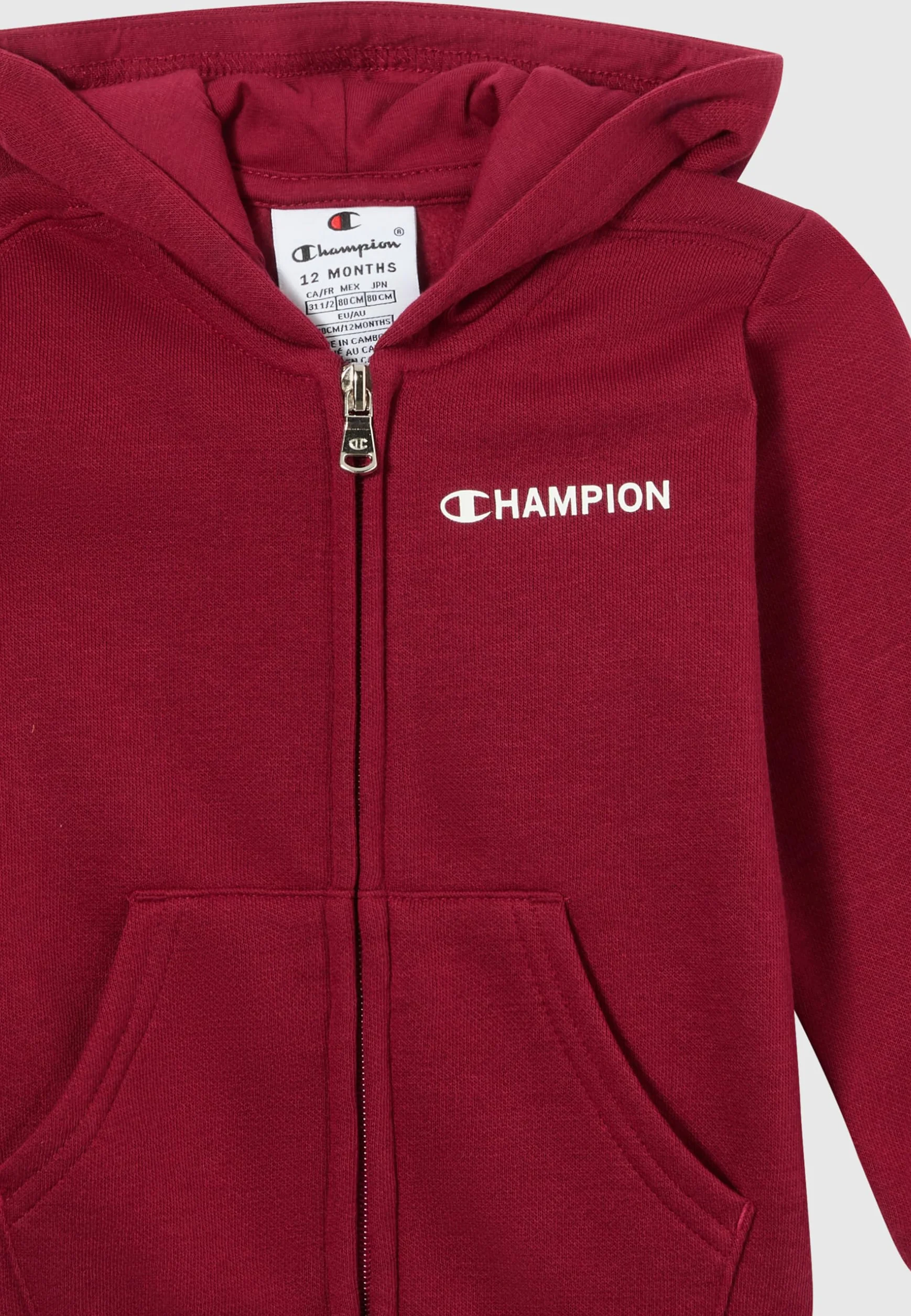 Champion Kombinezon chłopięcy z kapturem i zamkiem na całej długości, Czerwony, 80