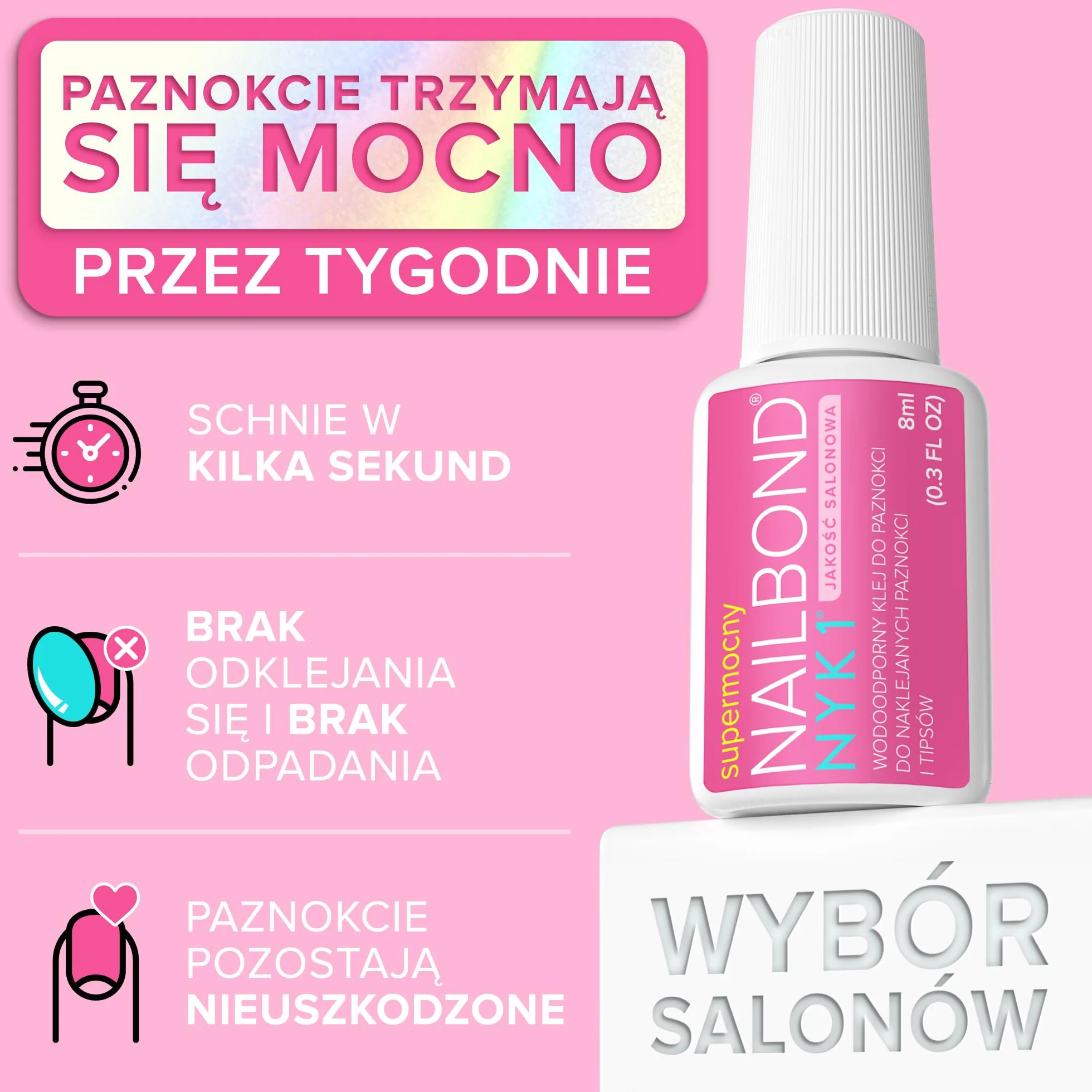 NYK1 NailBond Klej Do Paznokci Prasowanych 8 ml Bardzo Mocny Długotrwały