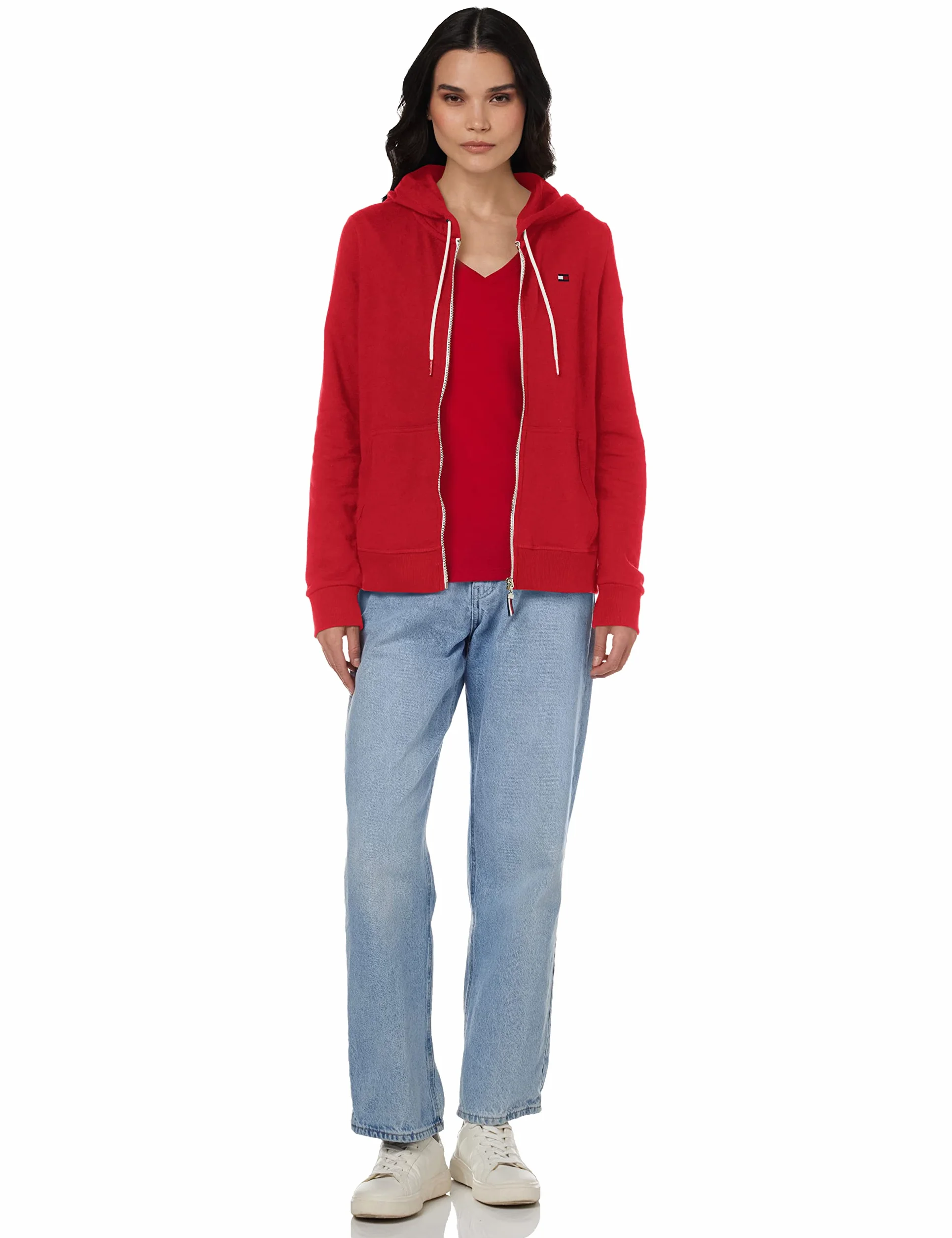 Tommy Hilfiger Bluza z kapturem damski FRENCH TERRY ZIP HOODIE - SOLID