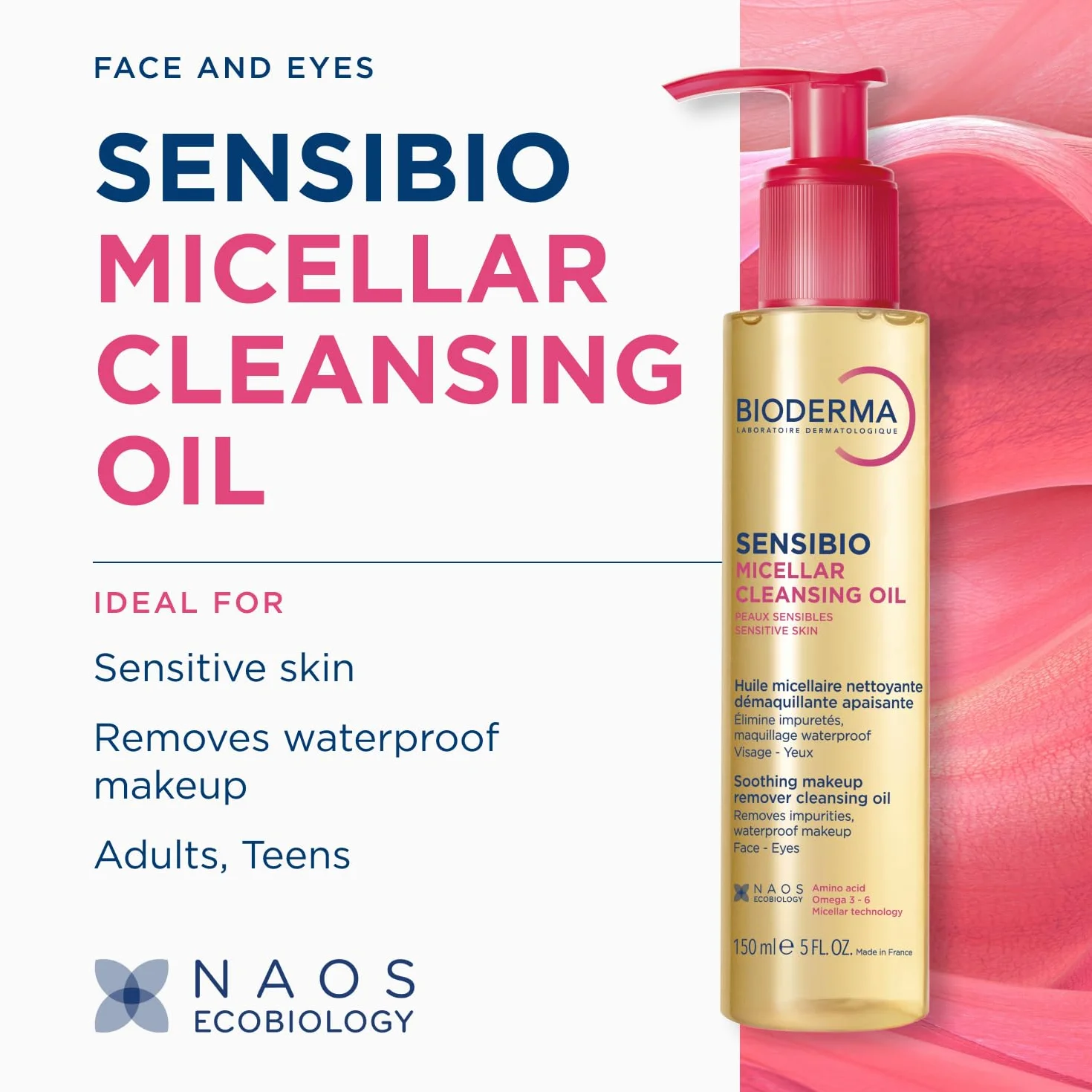 BIODERMA Sensibio Mizellenreinigungsöl reinigt, beruhigt und pflegt empfindliche Haut, 150 ml Olej